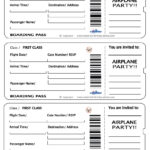 014 Blank Printable Airplane Boarding Pass Invitations Pertaining To Plane Ticket Template Word