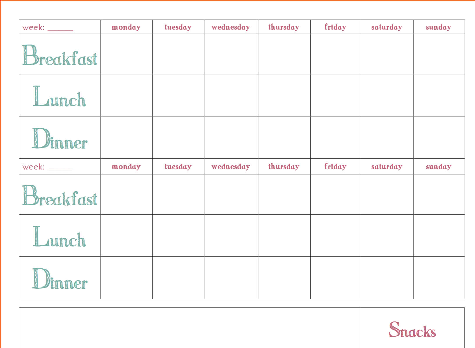 014 Meal Planning Templates Weekly Plan Template Intended For Meal Plan Template Word
