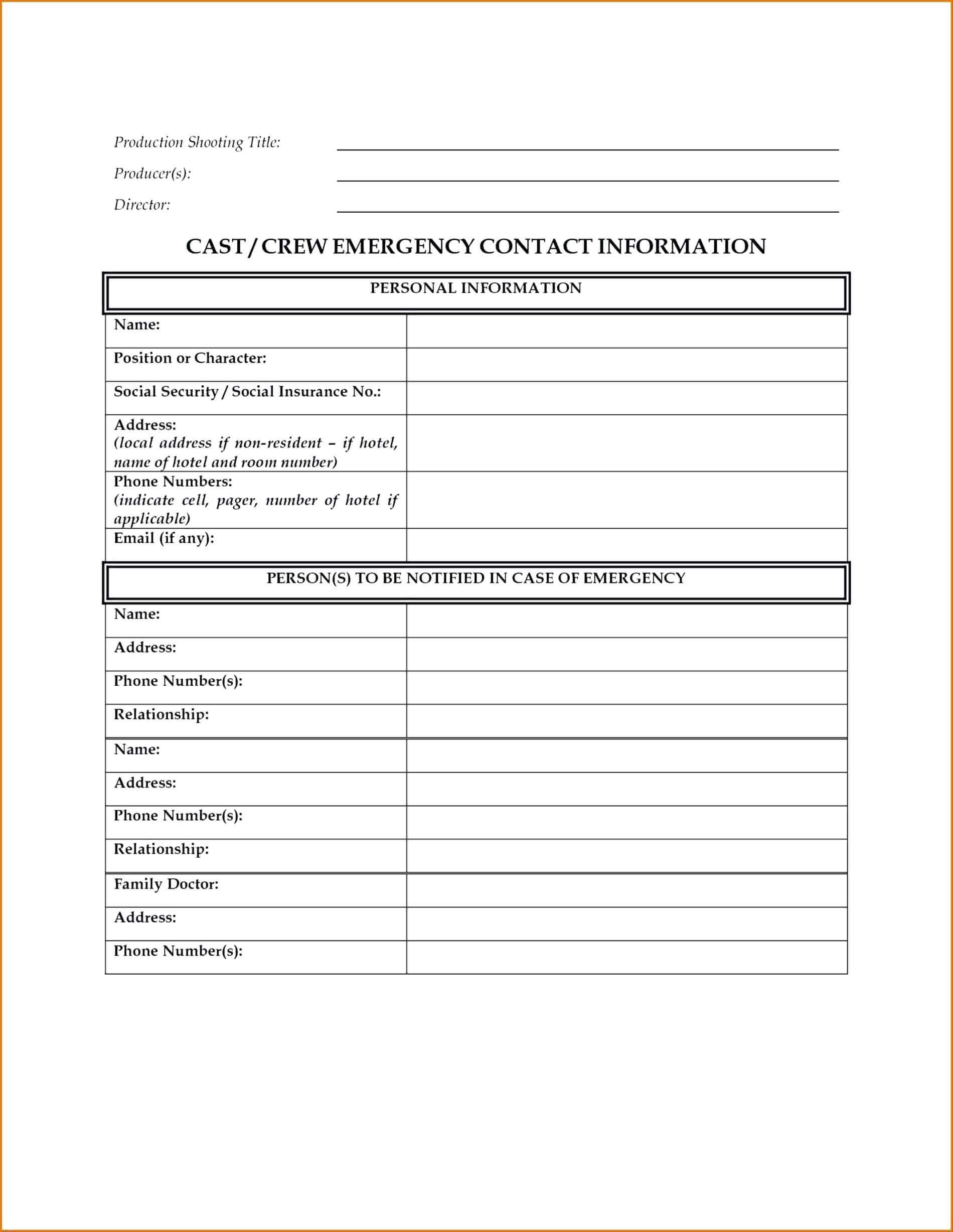 014 Template Ideas Emergency Contact Form Word Information With Regard To In Case Of Emergency Card Template