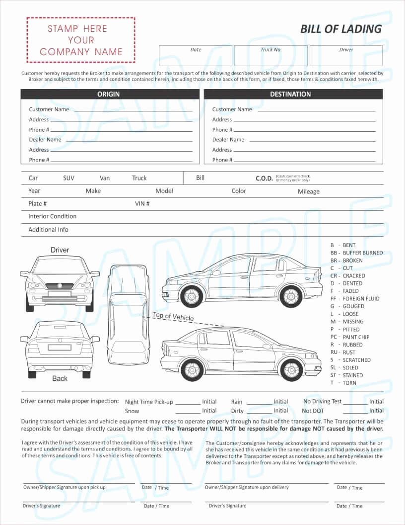 015 Sample Vehicle Condition Report Form Template Marvelous Within Truck Condition Report Template