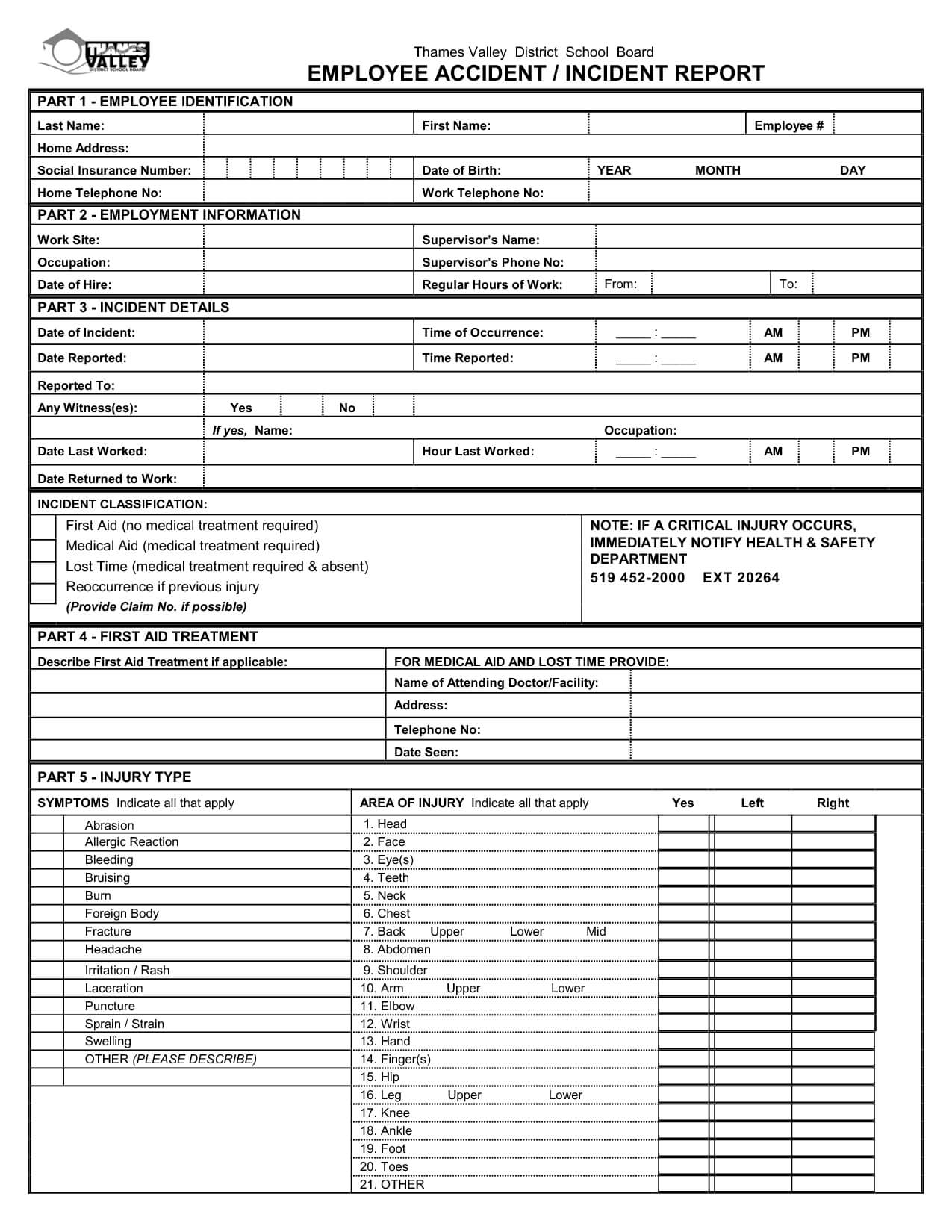 015 Template Ideas Employee Incident Report Form 291023 Within First Aid Incident Report Form Template