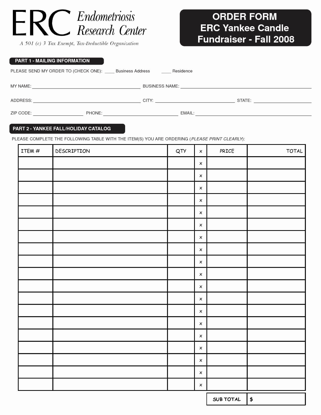 017 Blank Fundraiser Order Form Template Free Templates Pertaining To Blank Fundraiser Order Form Template