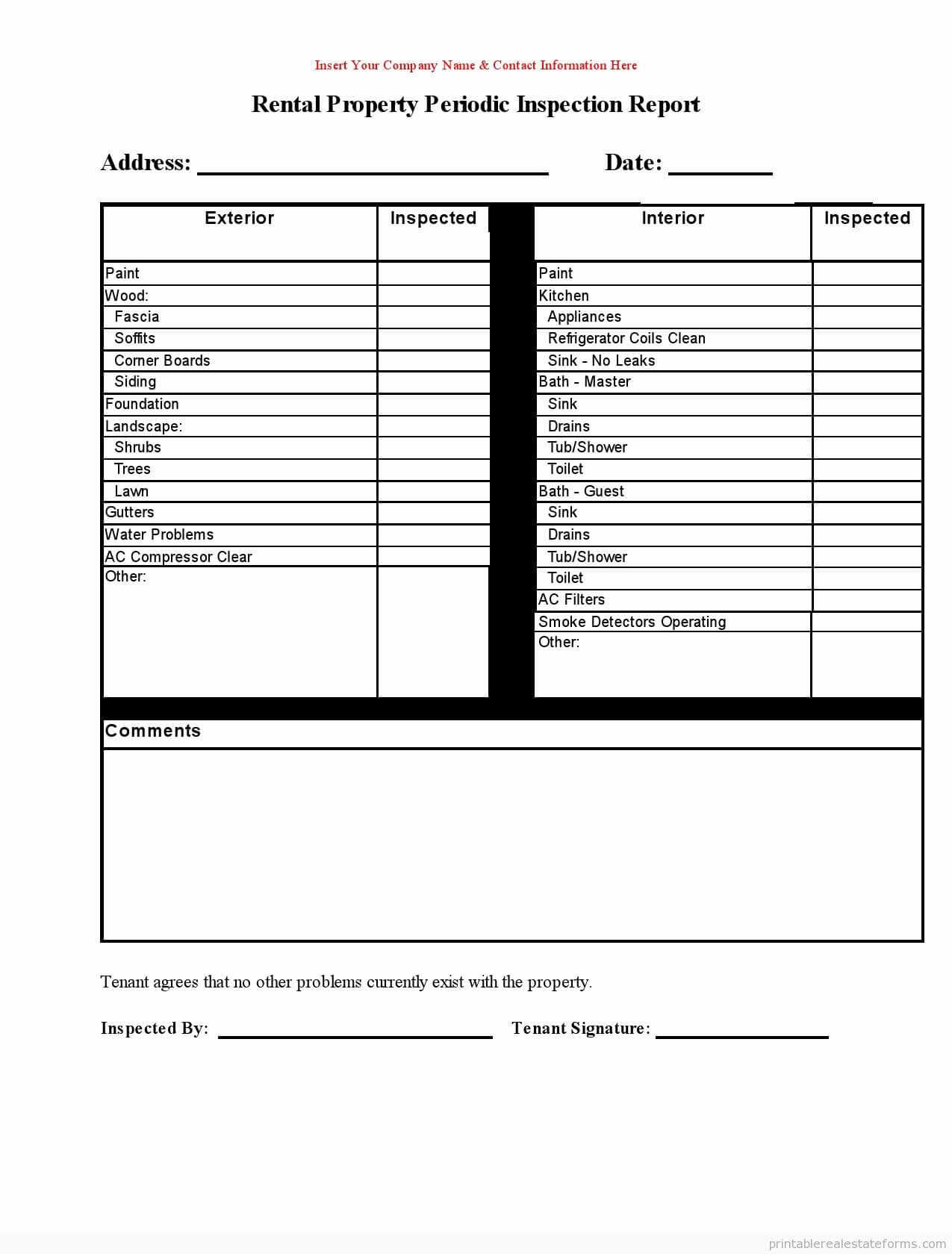 017 Free Home Inspection Report Template For Rental Property With Commercial Property Inspection Report Template