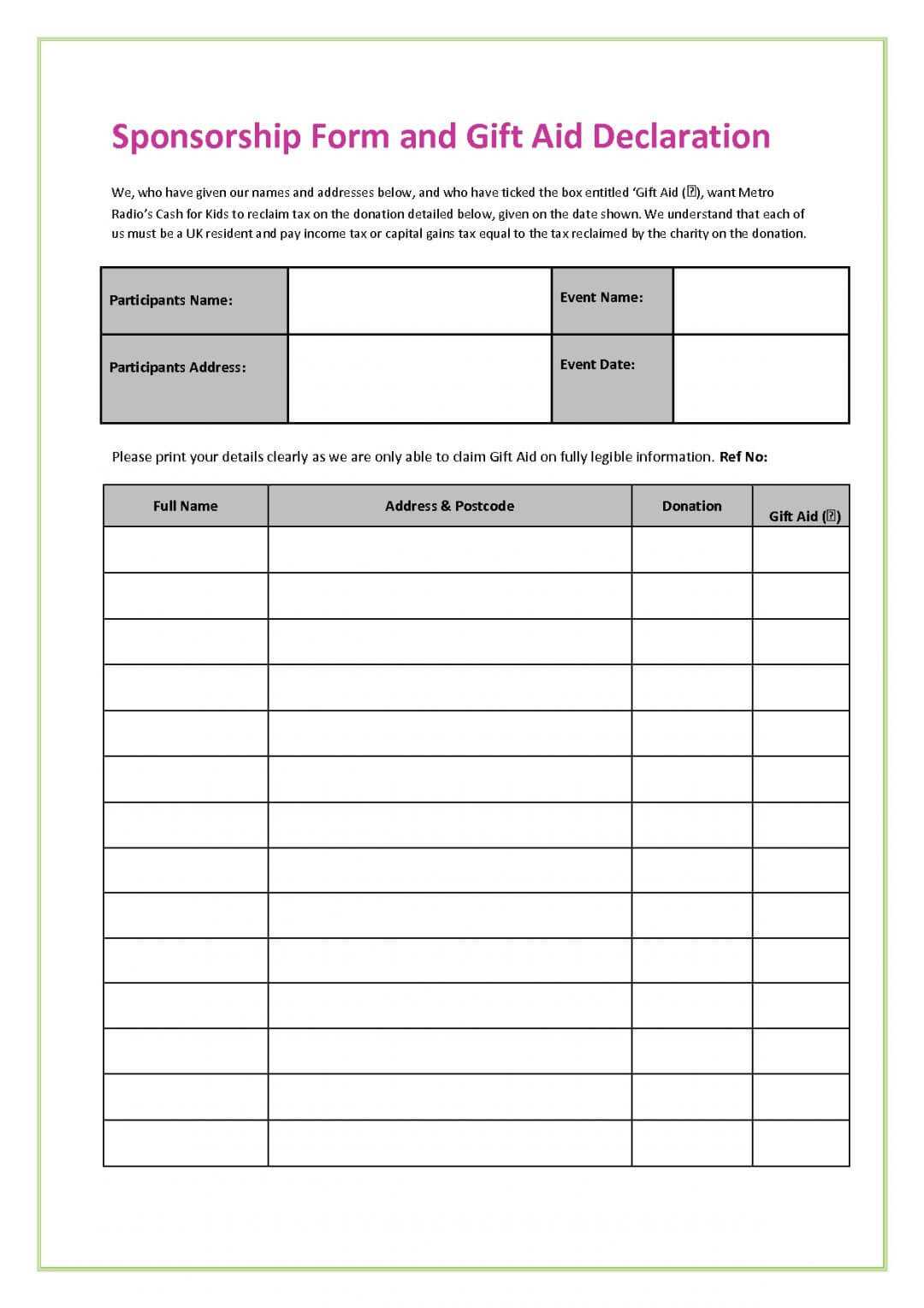 017 Printable Sponsor Forms Fiveoutsiders Com Free Regarding Blank Sponsorship Form Template