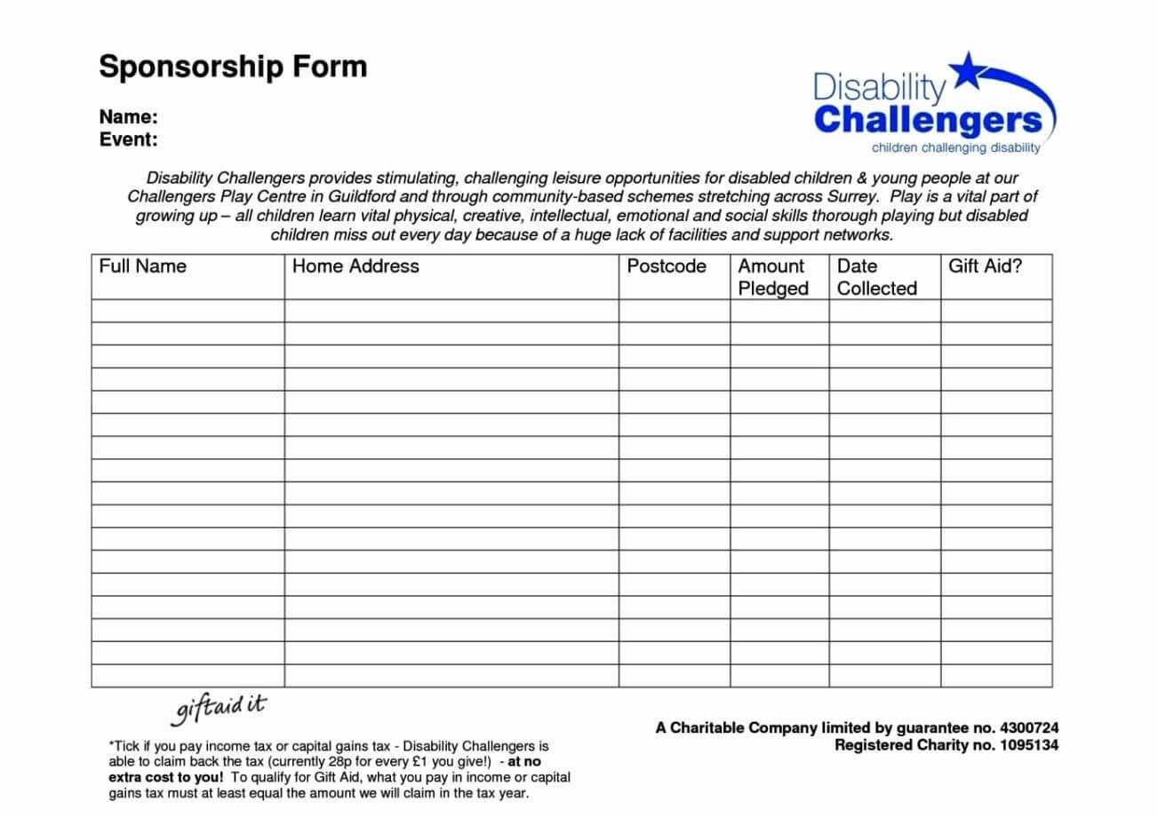 018 Example Sponsor Form Template Free Ideas Event Unusual For Blank Sponsorship Form Template