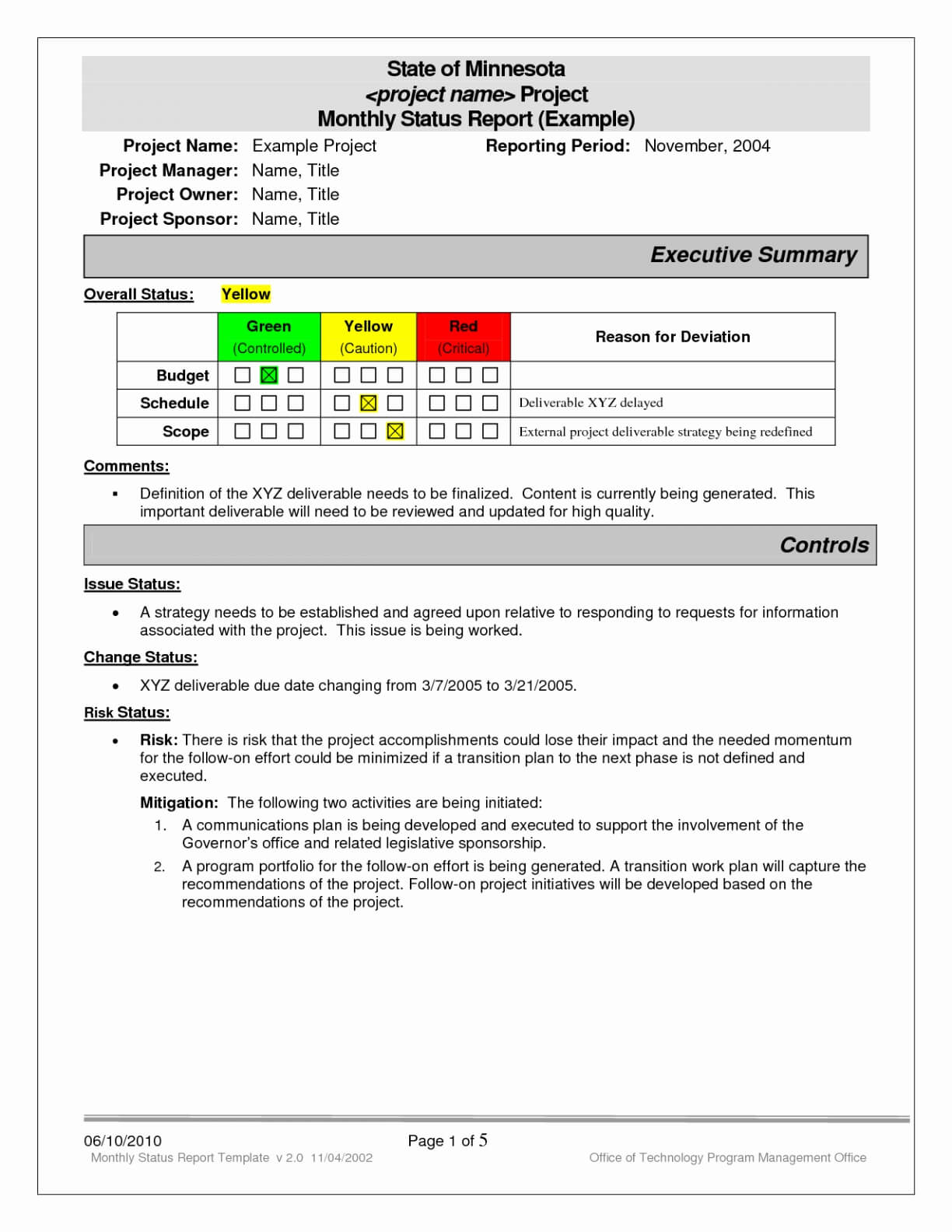 Issue status. Status Report образец. Project Summary Report. Owner Project name. One Page Office Template.