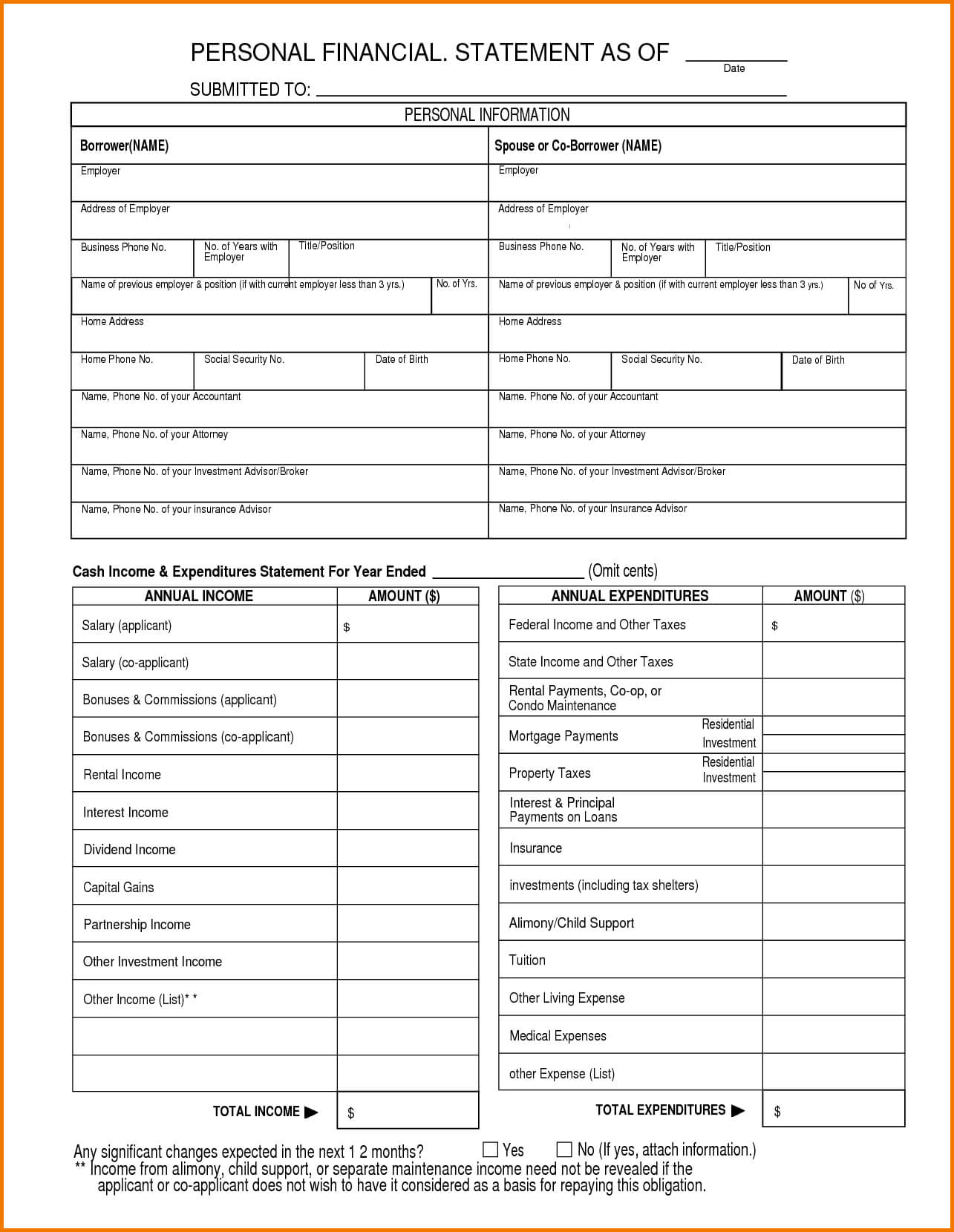 018 Template Ideas Personal Financial Statement Stupendous Inside Blank Personal Financial Statement Template