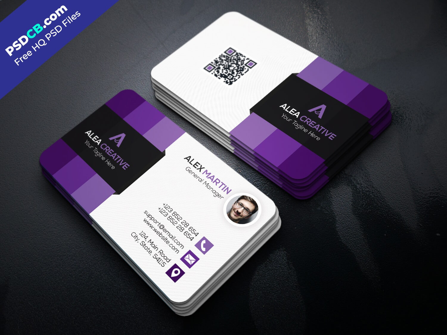 019 Download Free Modern Business Card Template Psd Set With Regard To Photoshop Business Card Template With Bleed
