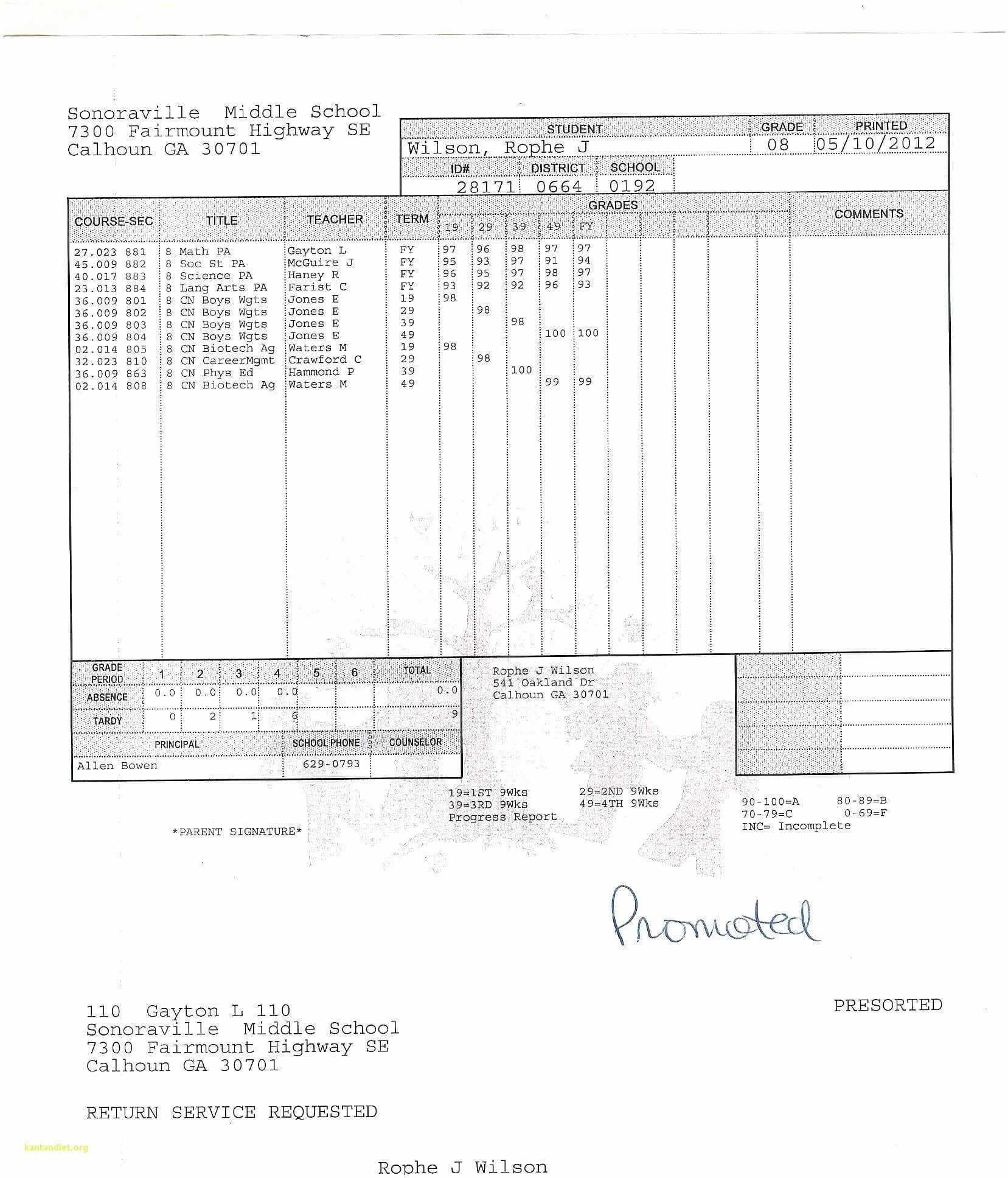 020 College Report Card Template Fake Elegant Student Free For Blank Report Card Template