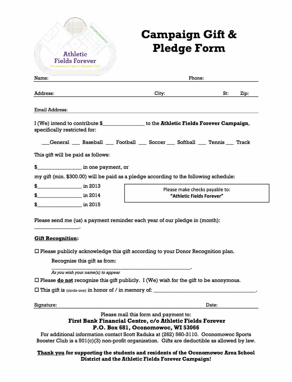 020 Samplege Forms For Fundraising Design Charity Form For Fundraising Pledge Card Template