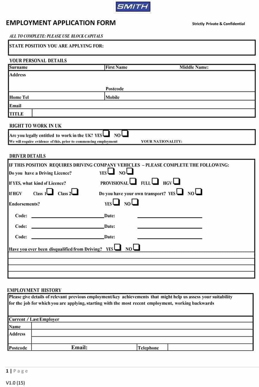 020 Template Ideas Free Employment Job Application Form Regarding Job Application Template Word Document