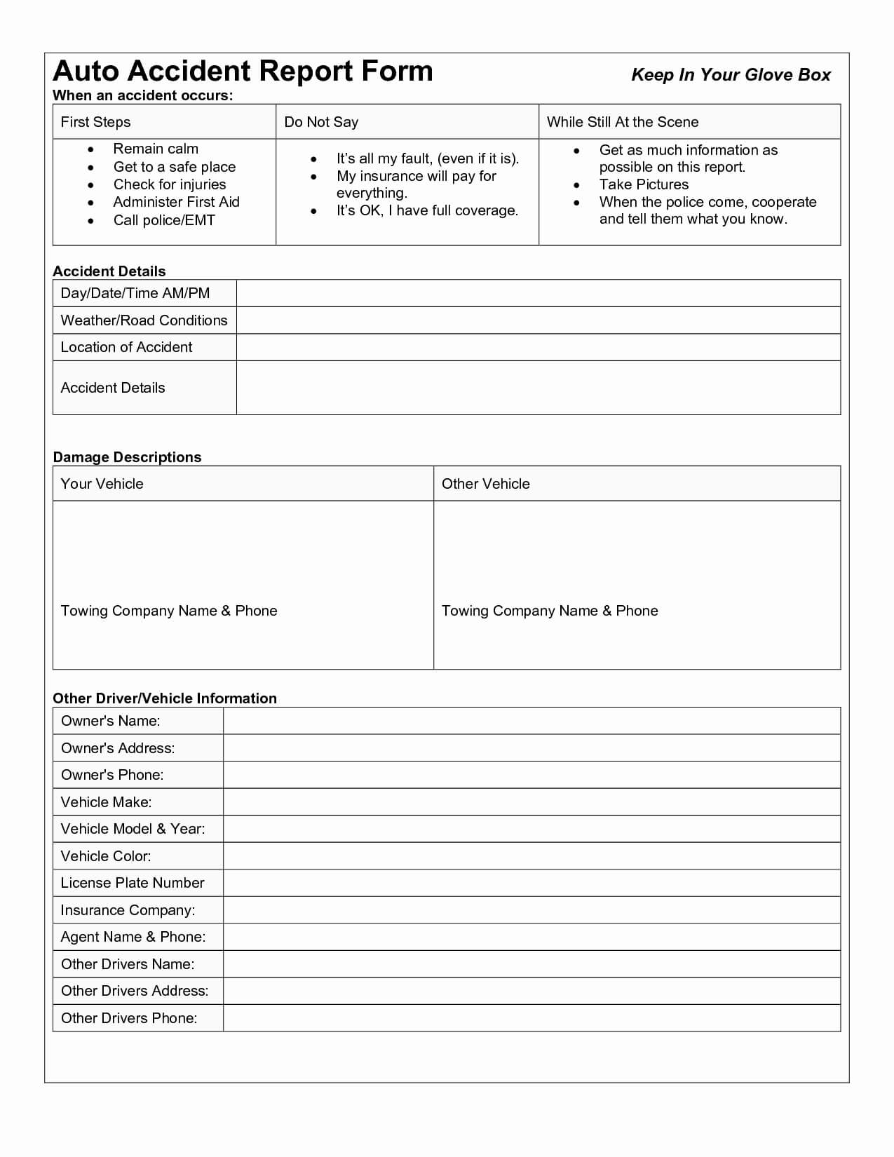 020 Vehicle Accident Report Form Template Ideas Car Or Best Within Vehicle Accident Report Template