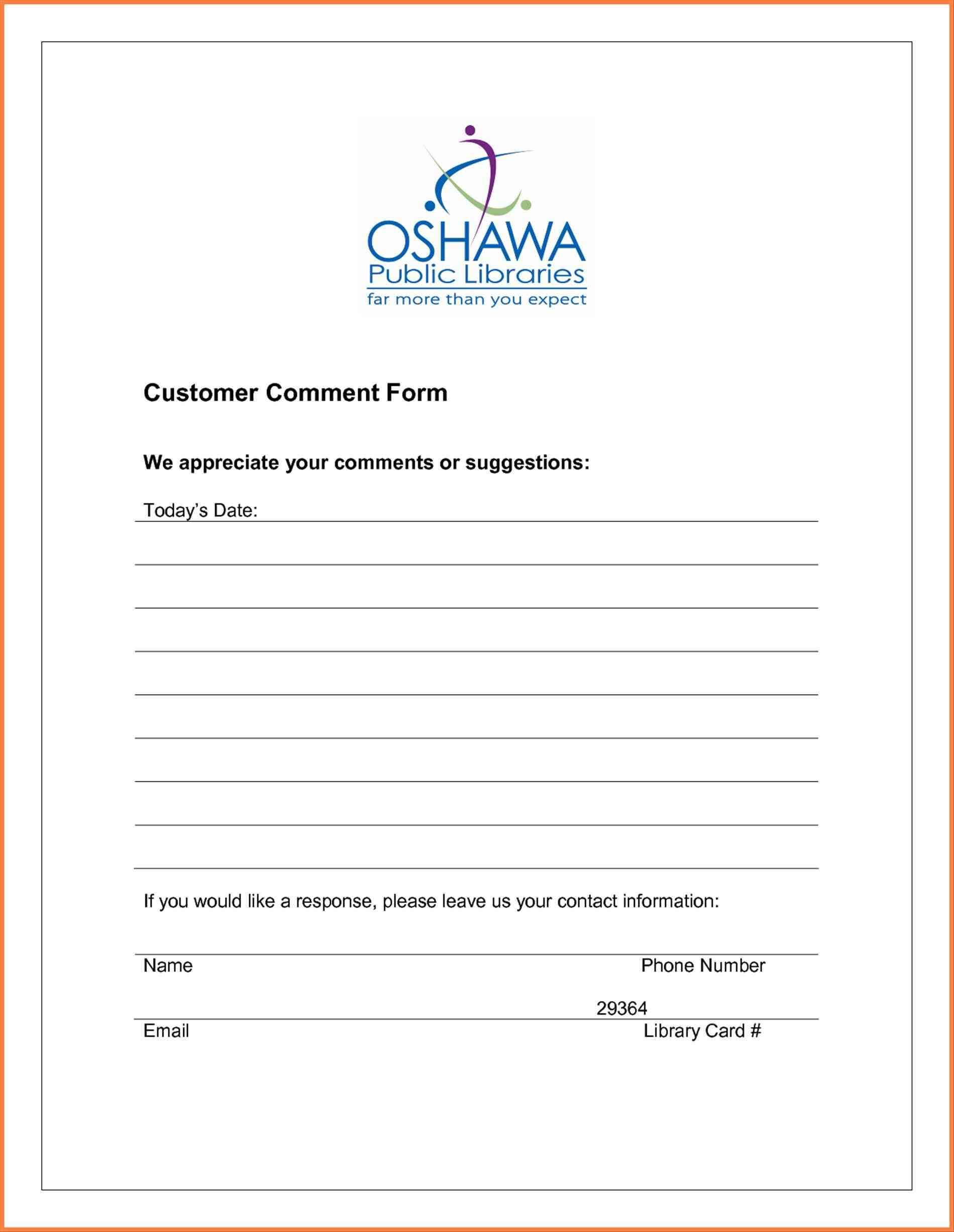 021 Restaurant Comment Card Template Ideas My Survey Cards Throughout Customer Information Card Template