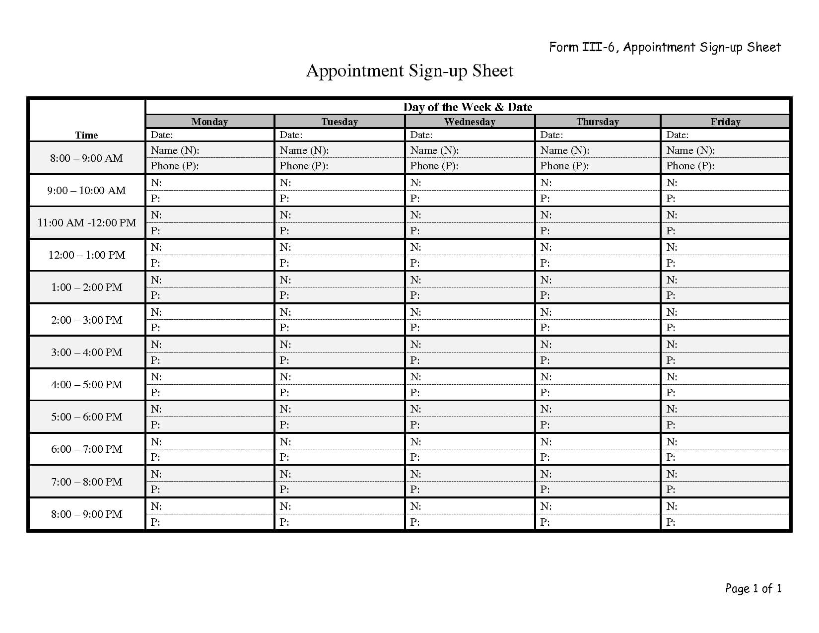 021 Top Chair Massage Sign Up Sheet With Appointment Regarding Appointment Sheet Template Word
