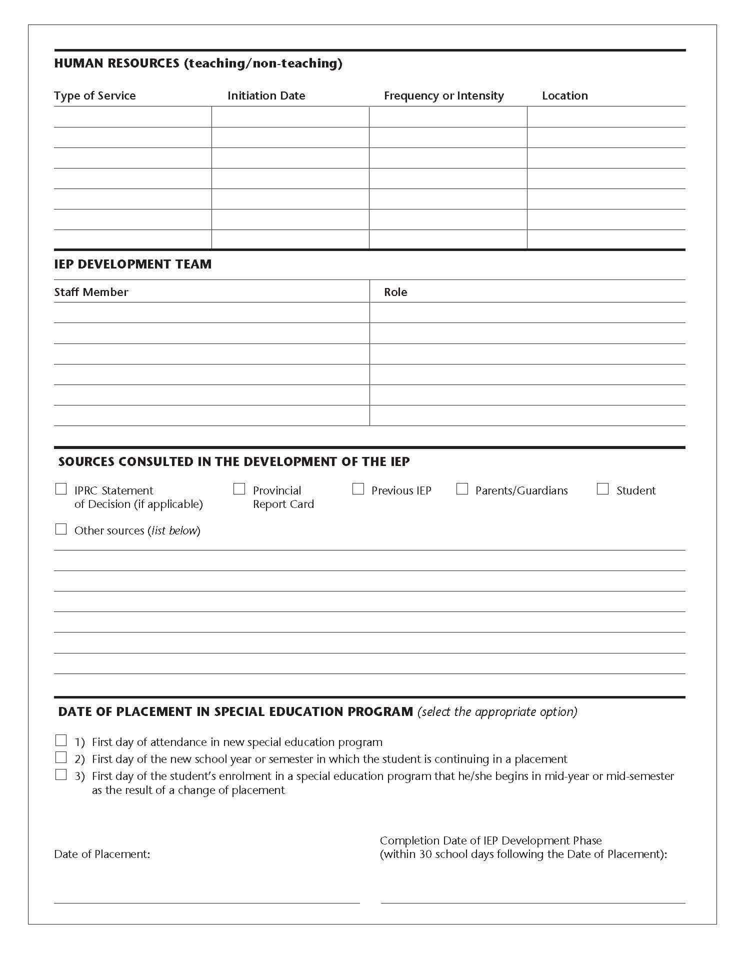 022 Educational Plan Template Spec Ed Book Page 5 Regarding Blank Iep Template