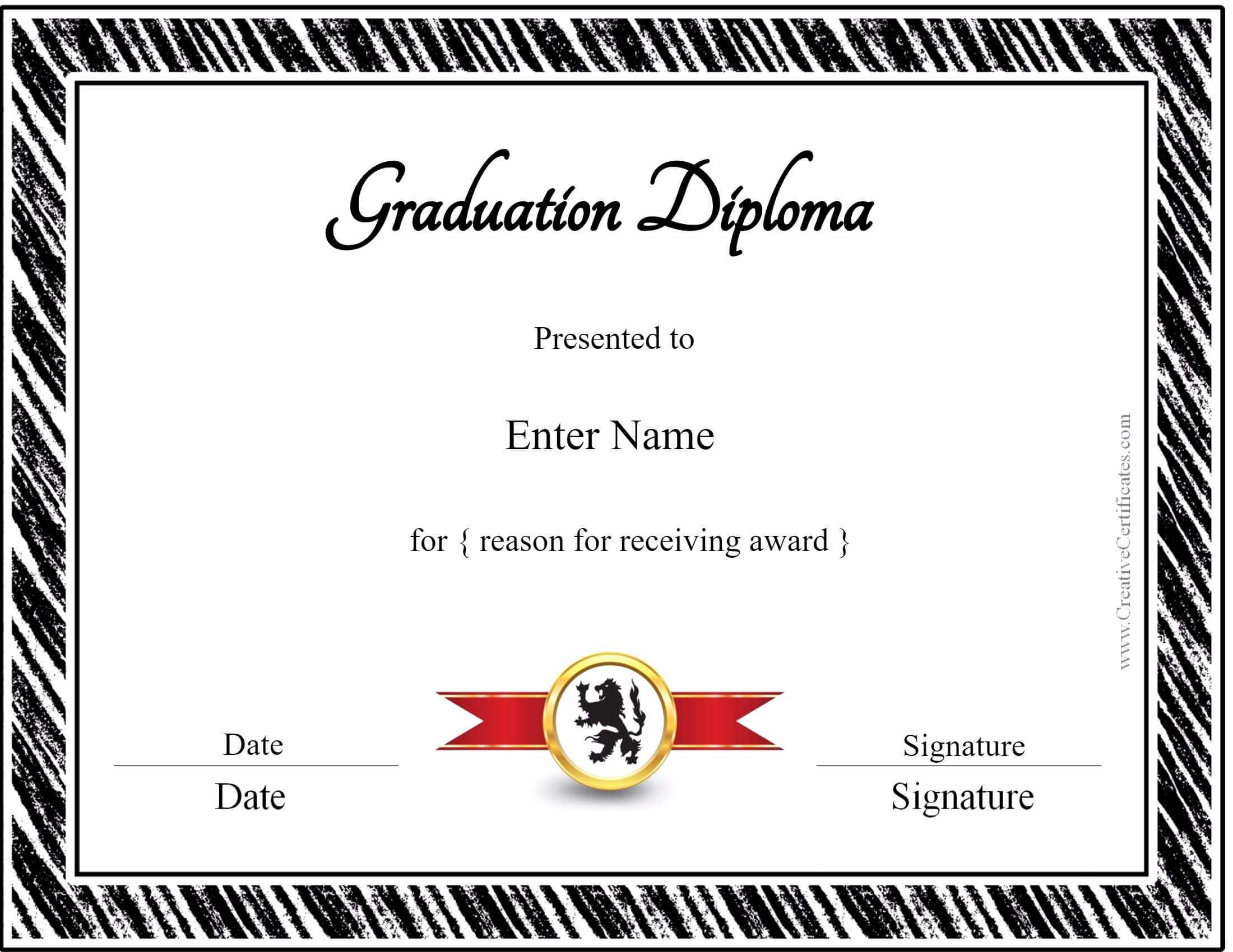 022 Free Printable Diploma Template Best Of Graduation With Free Printable Graduation Certificate Templates