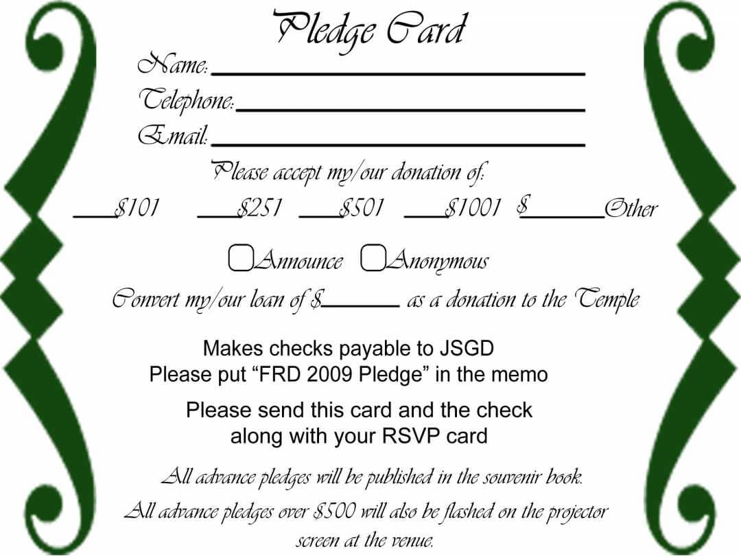 023 Free Pledge Card Template Of Sheets For Fundraising Throughout Donation Card Template Free