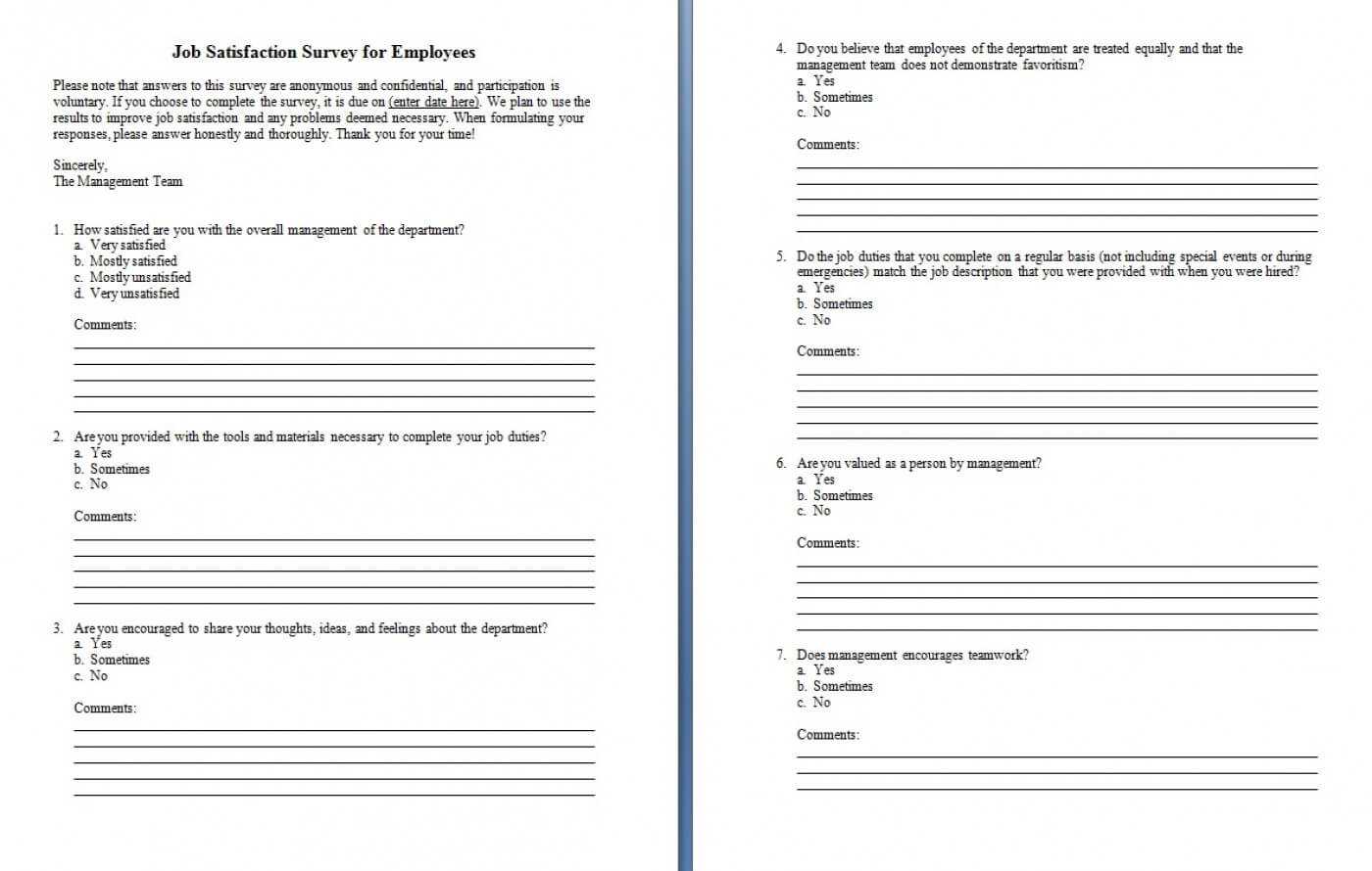 023 Microsoft Word Survey Template Excel Afffv Elegant Pertaining To Employee Satisfaction Survey Template Word