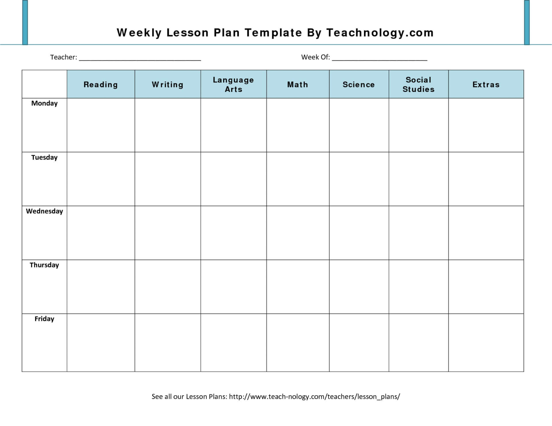 023 Weekly Teacher Lesson Plan Template Word Document Luxury Throughout Blank Syllabus Template