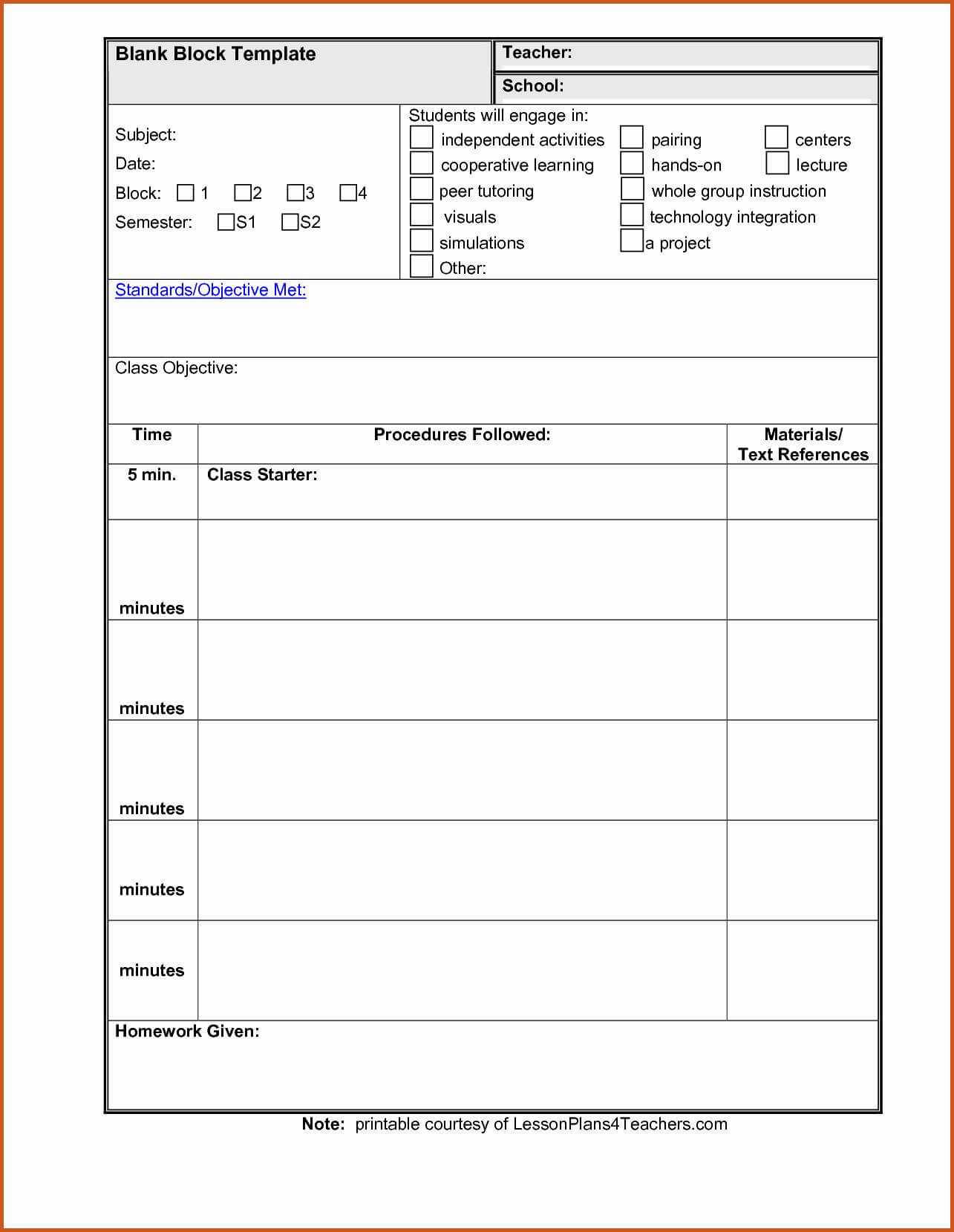 024 Madeline Hunter Lesson Plan Template Word New Preschool Pertaining To Teacher Plan Book Template Word