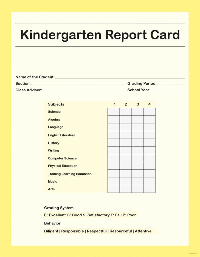 025 Template Ideas Free Report Card Kindergarten Homeschool Inside Report Card Format Template