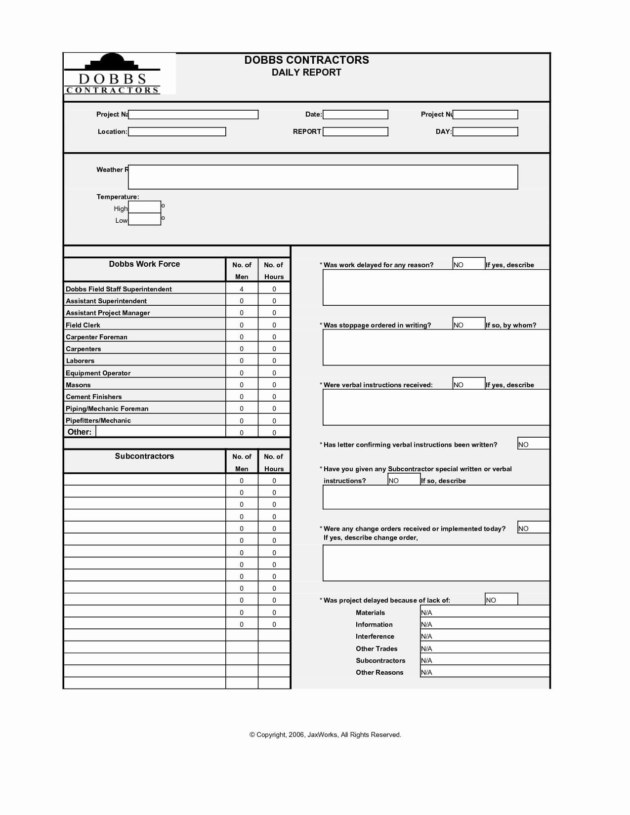 026 Construction Daily Report Template Downloads Sample Intended For Superintendent Daily Report Template