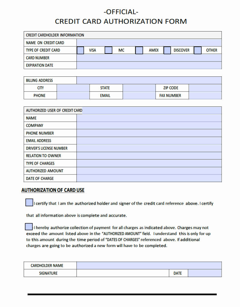 026 Credit Card Payment Form Template Authorisation Throughout Credit Card Authorisation Form Template Australia