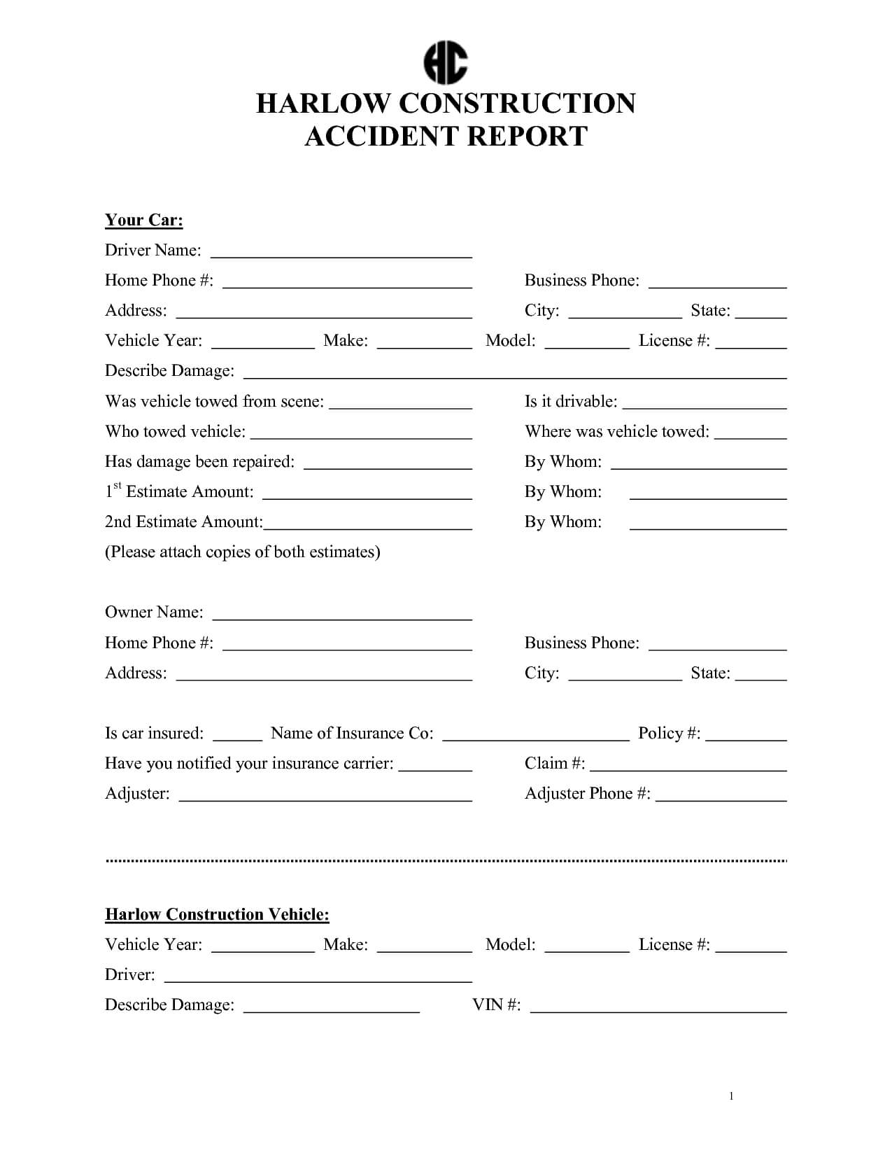 026 Incident Report Form Template Word And Construction For Construction Accident Report Template