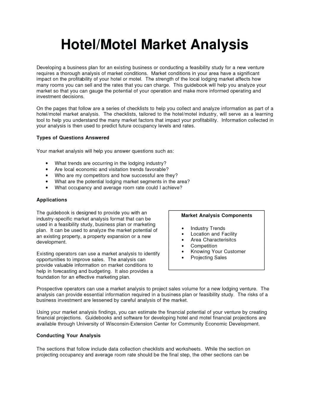 030 Business Plan Marketing Hotel And Motel Analysis Example Regarding Industry Analysis Report Template