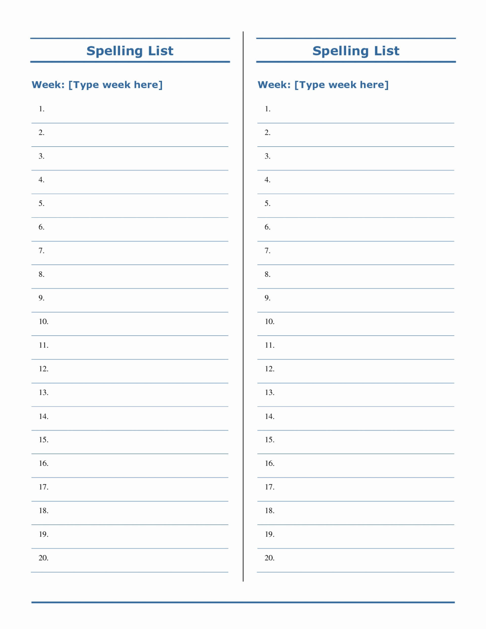 033 Printable Word Spelling Test Template Words Impressive Throughout Test Template For Word