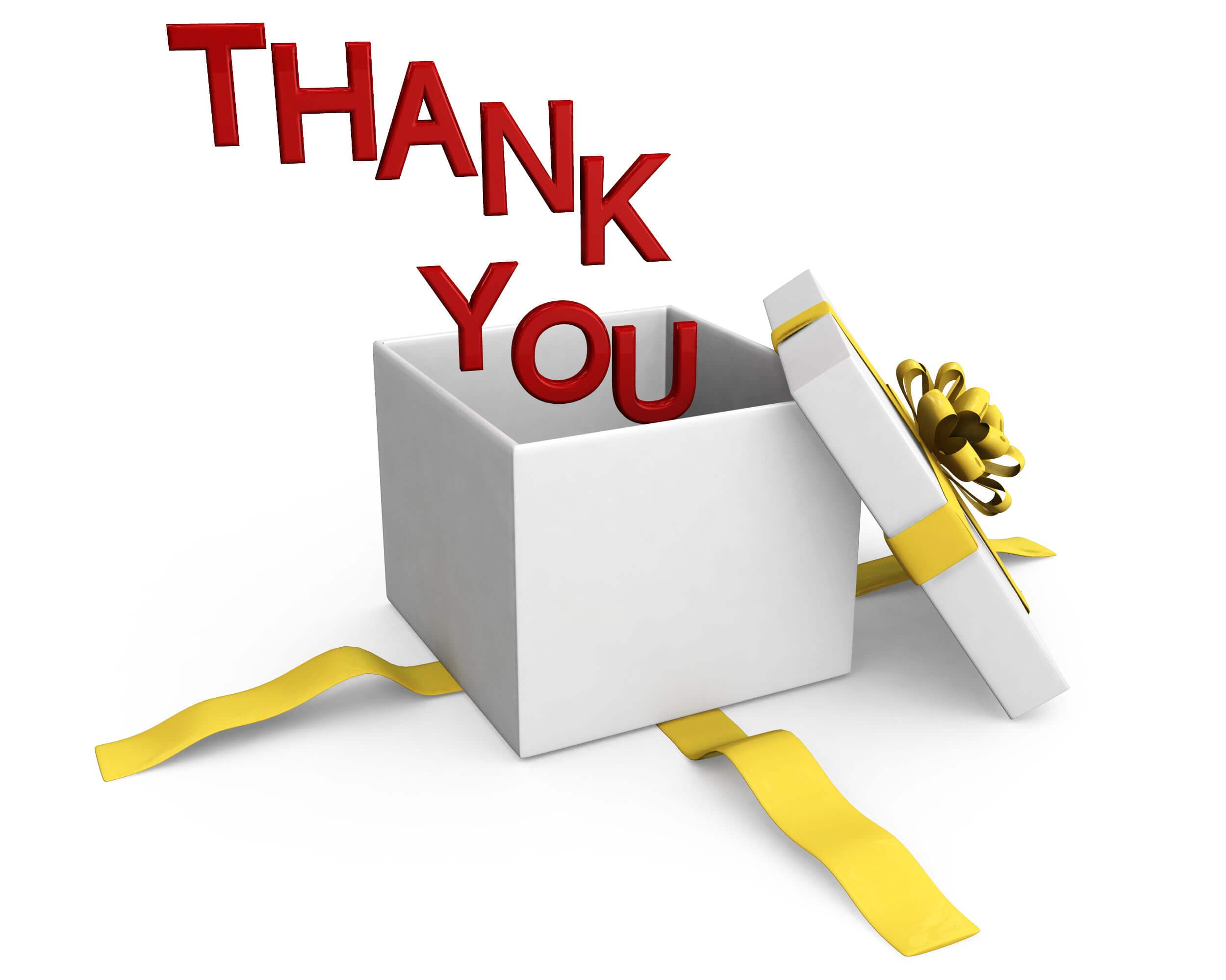 0914 Thank You Words Coming Out Of Gift Box Stock Photo Regarding Powerpoint Thank You Card Template