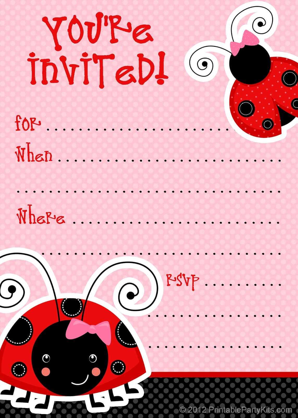 1) Free Printable Ladybug Invitation Blank Template. 2 For Blank Ladybug Template