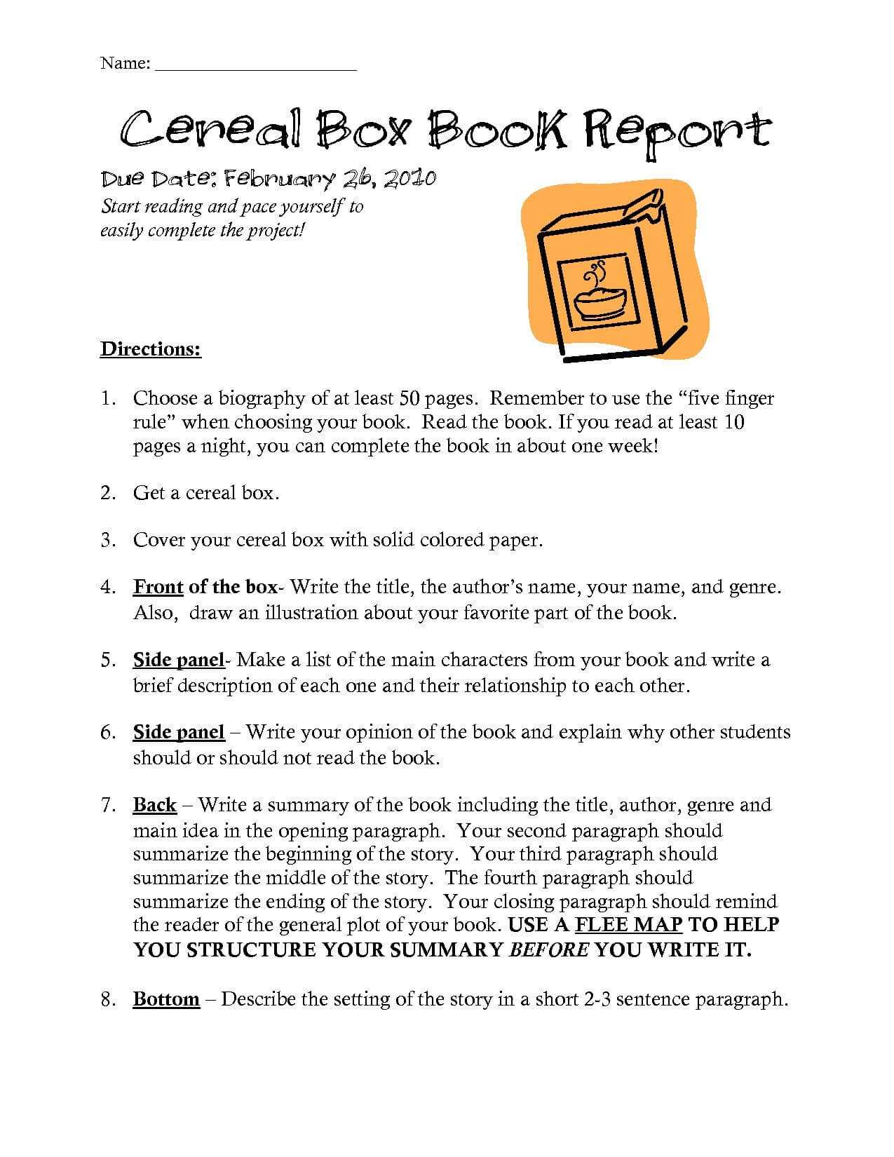 10 Cereal Box Book Report Templates | Resume Letter For Mobile Book Report Template