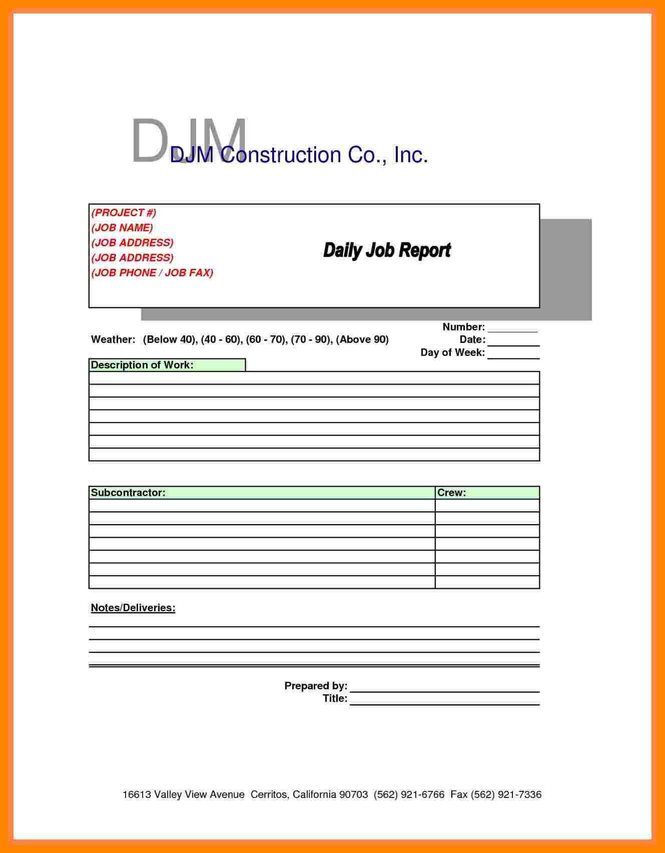 10+ Daily Project Report Format | Lobo Development Throughout Machine Breakdown Report Template