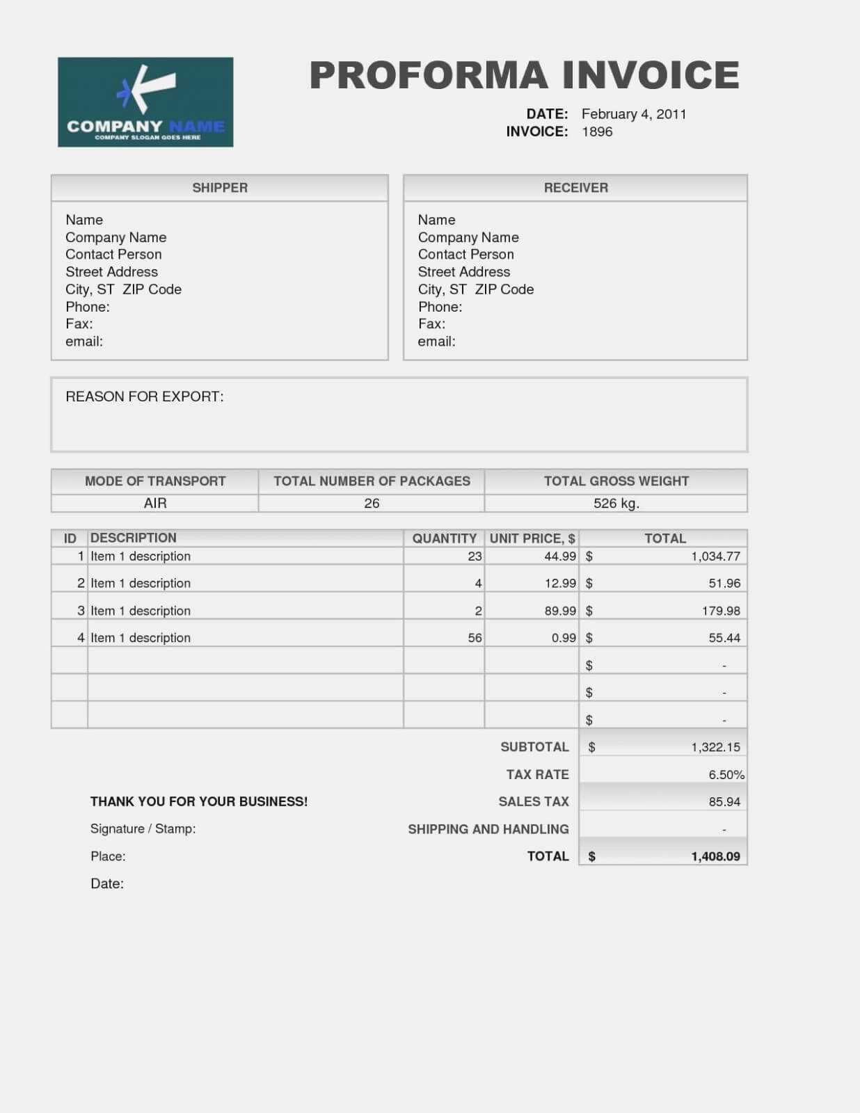 10 Disadvantages Of Proforma Invoice Template | Invoice Ideas For Free Proforma Invoice Template Word