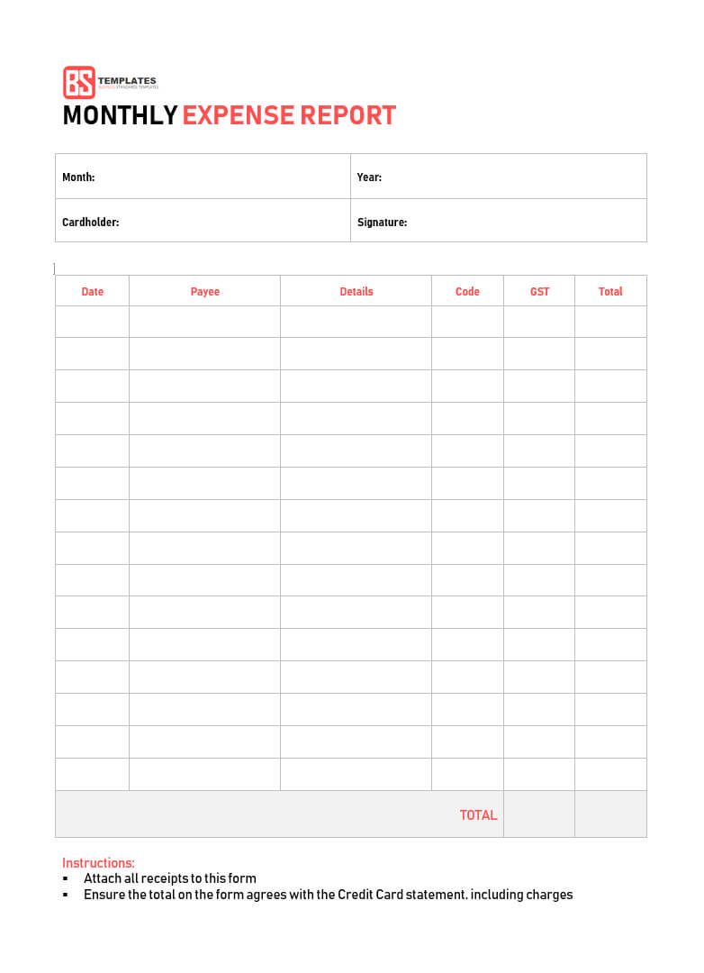 10+ Expense Report Template – Monthly, Weekly Printable Regarding Monthly Expense Report Template Excel