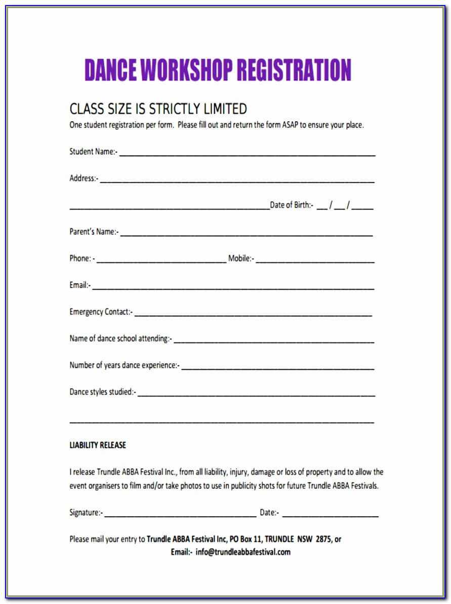 10 Workshop Registration Forms Free Sample Example Format Intended For School Registration Form Template Word