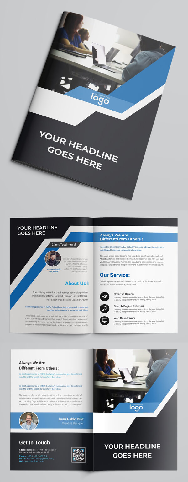 100 Professional Corporate Brochure Templates | Design Inside Technical Brochure Template
