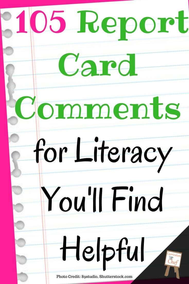 105 Report Card Comments For Literacy You'll Find Helpful Within Character Report Card Template