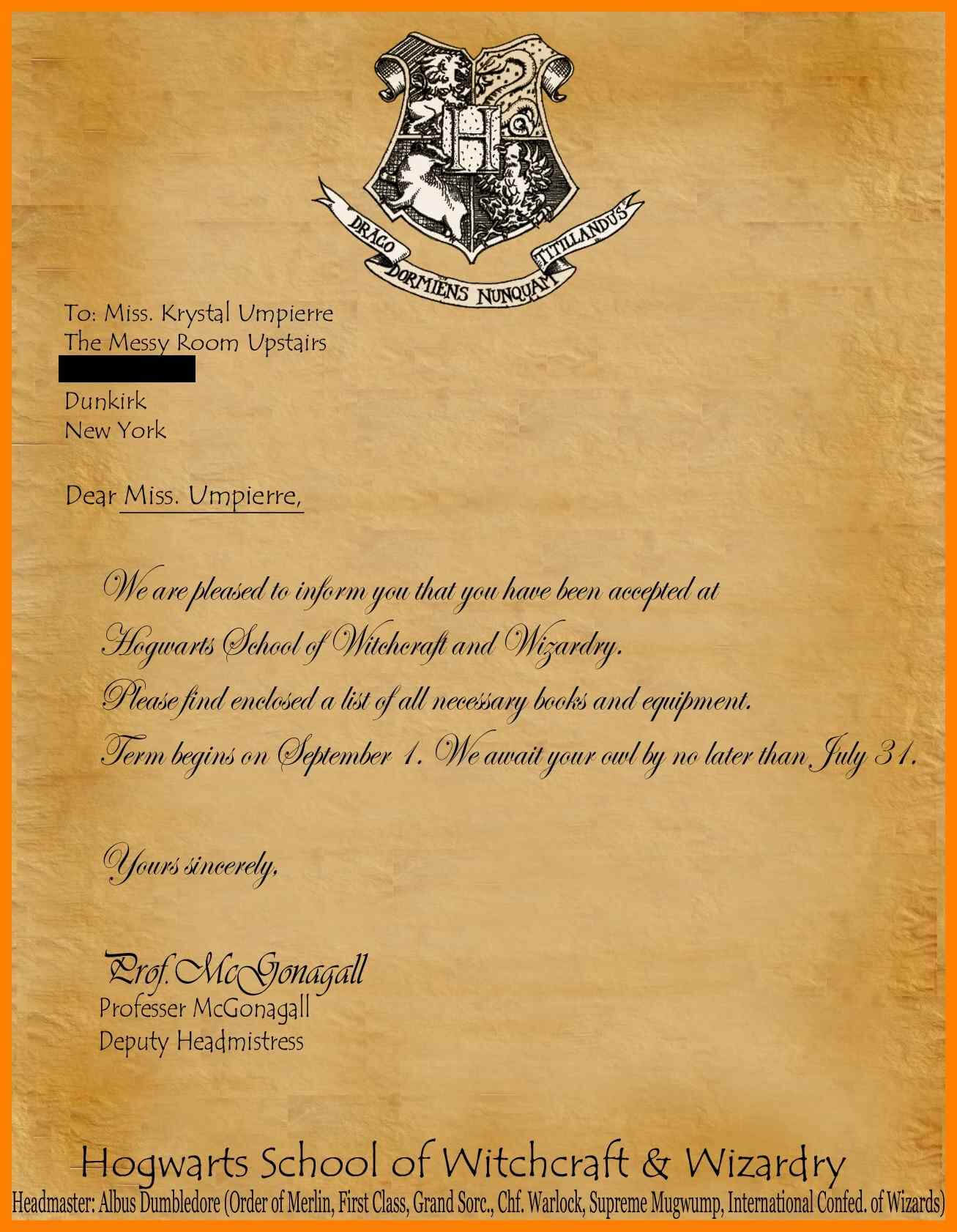 11+ Harry Potter Acceptance Letter Template Download For Harry Potter Certificate Template