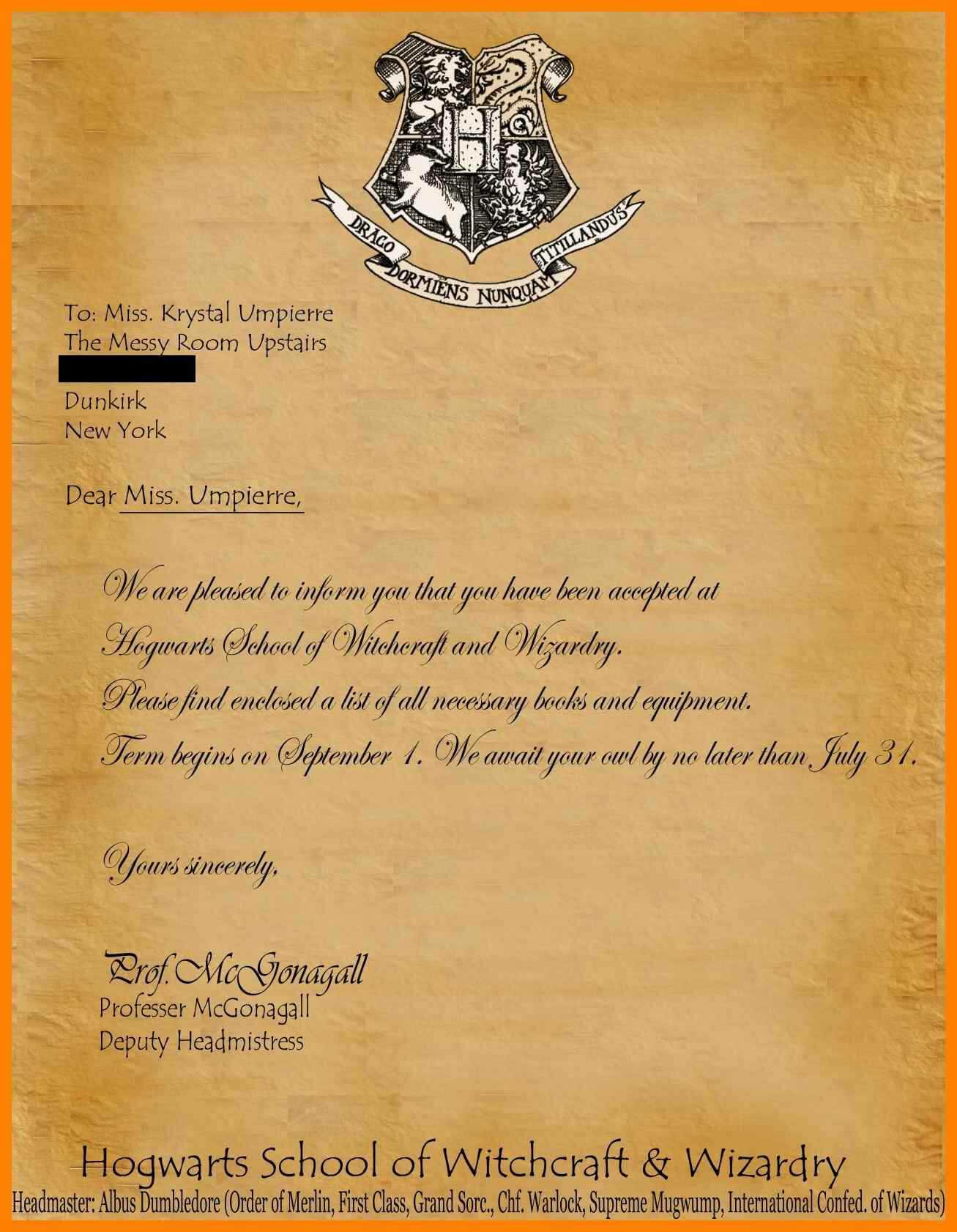 11+ Harry Potter Acceptance Letter Template Download For Harry Potter Certificate Template