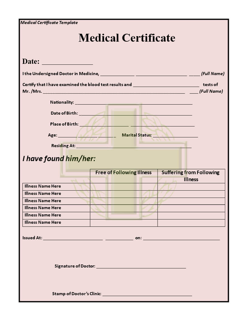 11+ Medical Certificate Templates For Leave – Pdf, Doc In Leaving Certificate Template