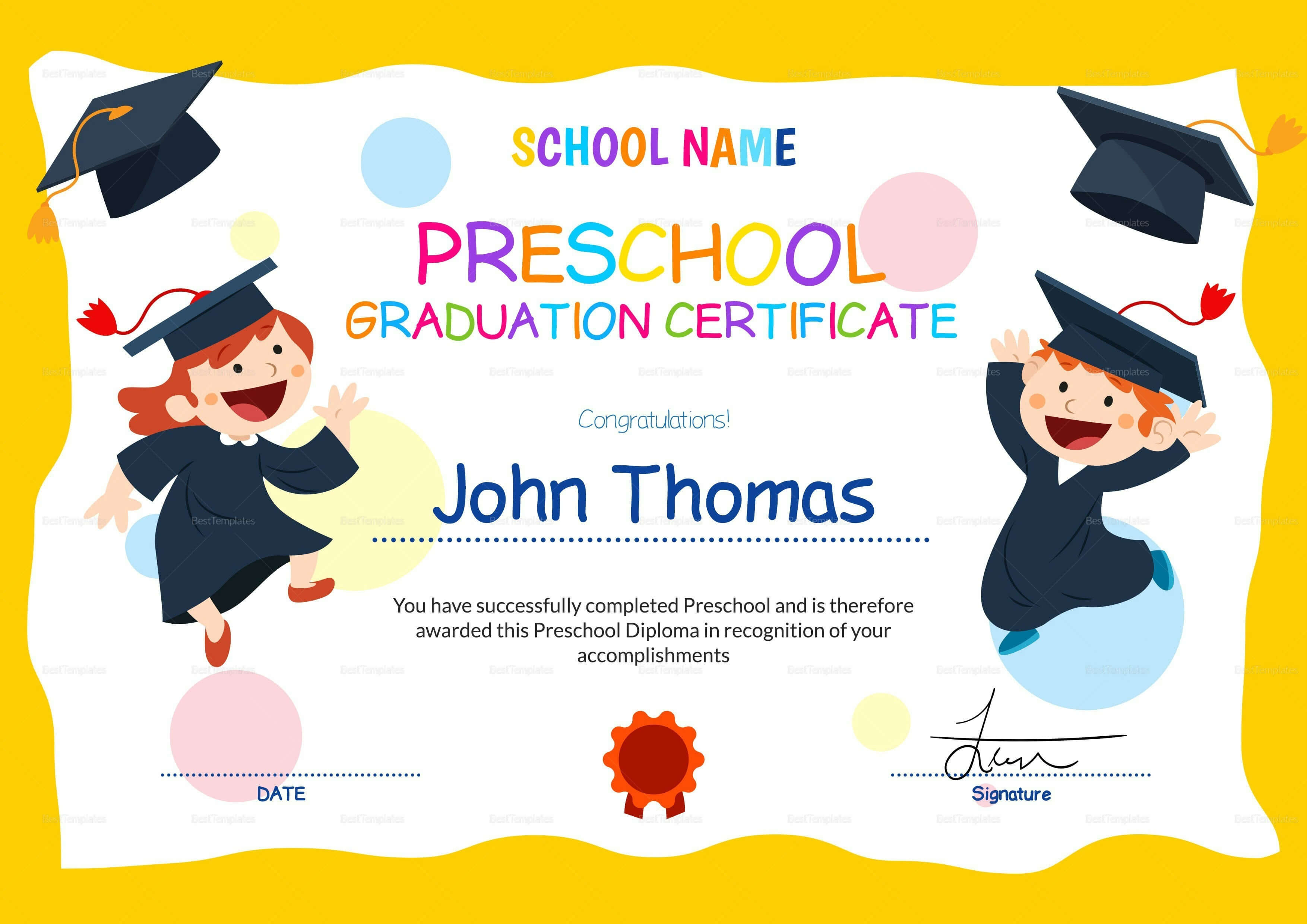 11+ Preschool Certificate Templates - Pdf | Free & Premium Inside Preschool Graduation Certificate Template Free