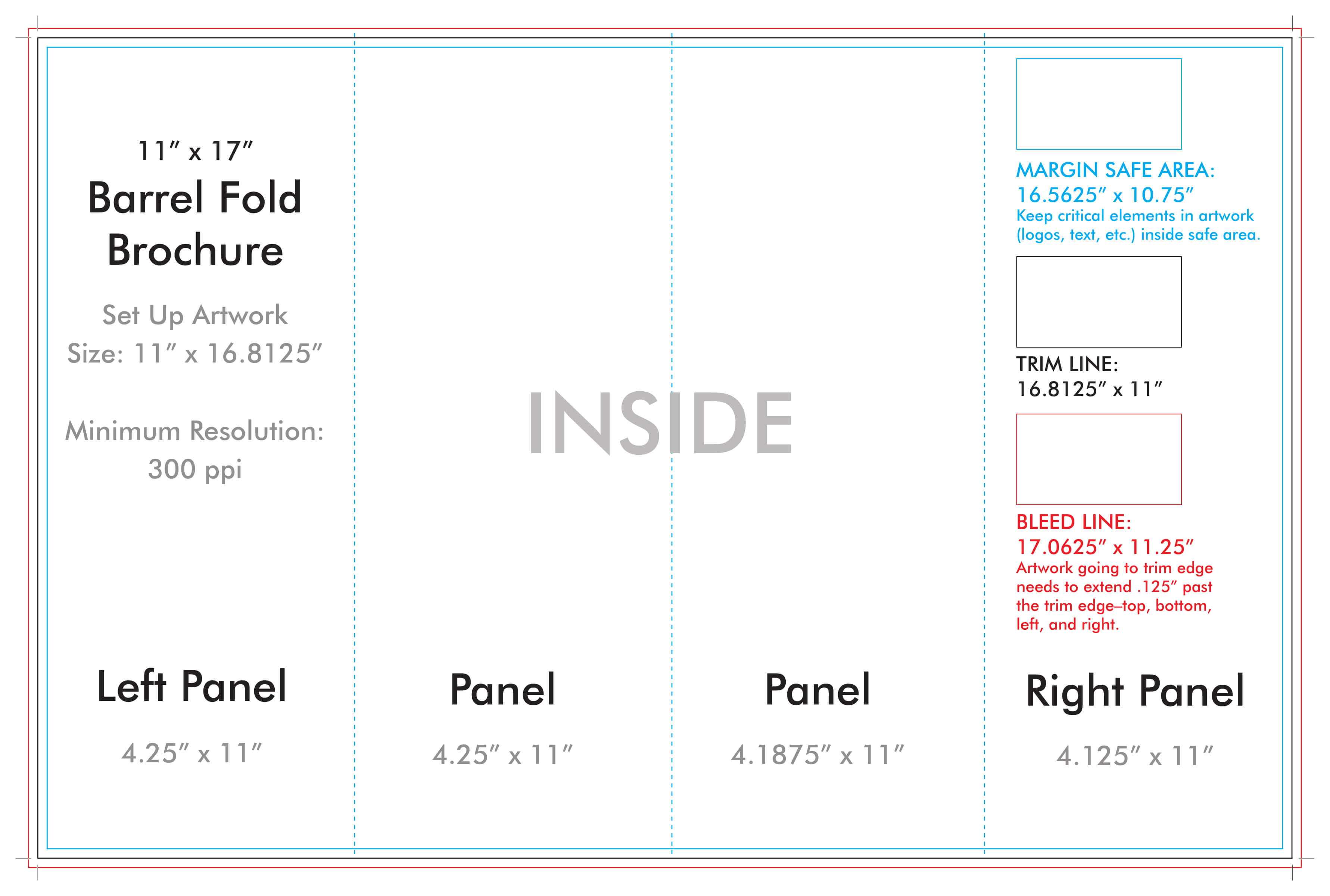 11" X 17" Barrel Fold Brochure Template – U.s. Press For Brochure Folding Templates