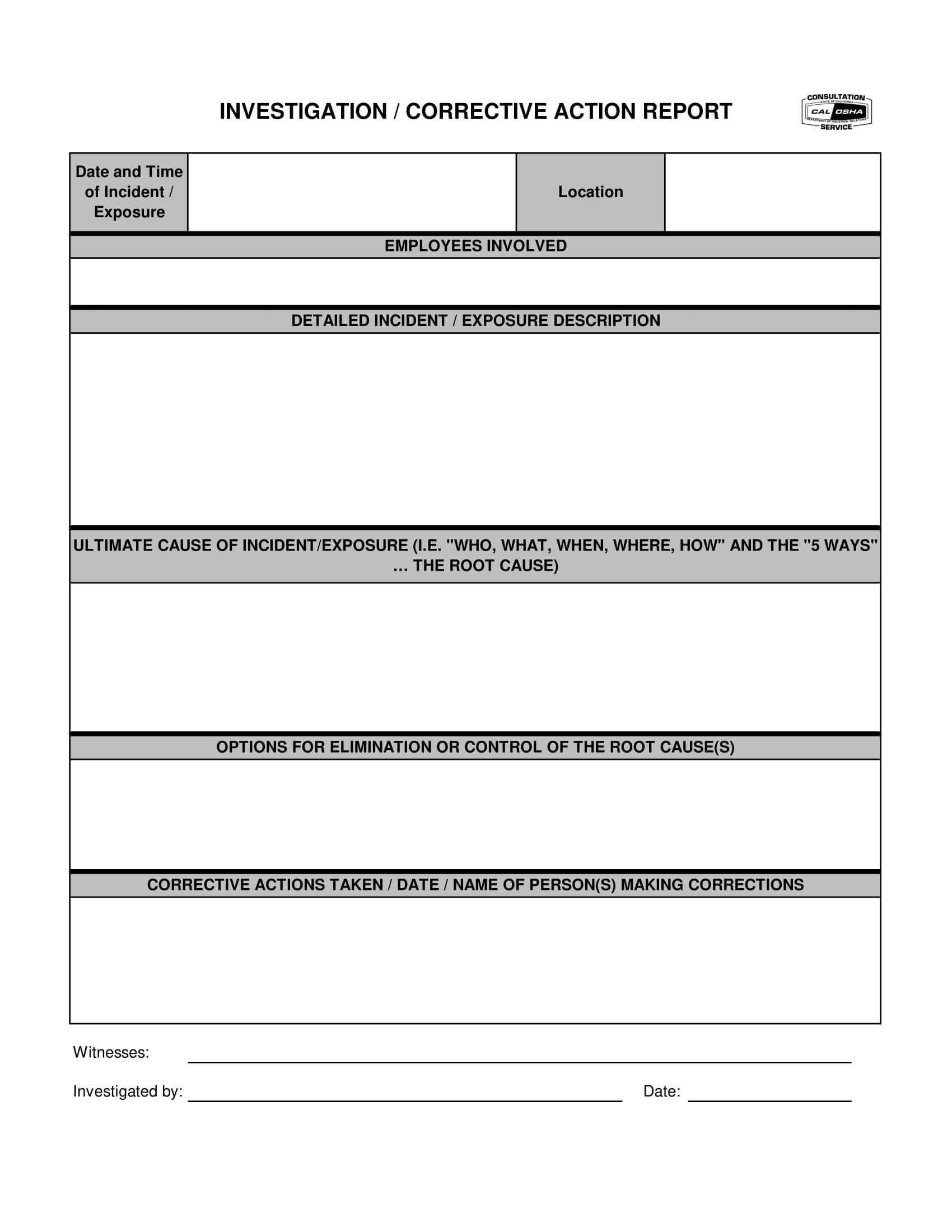 12+ Corrective Action Report Examples – Pdf | Examples In Corrective Action Report Template