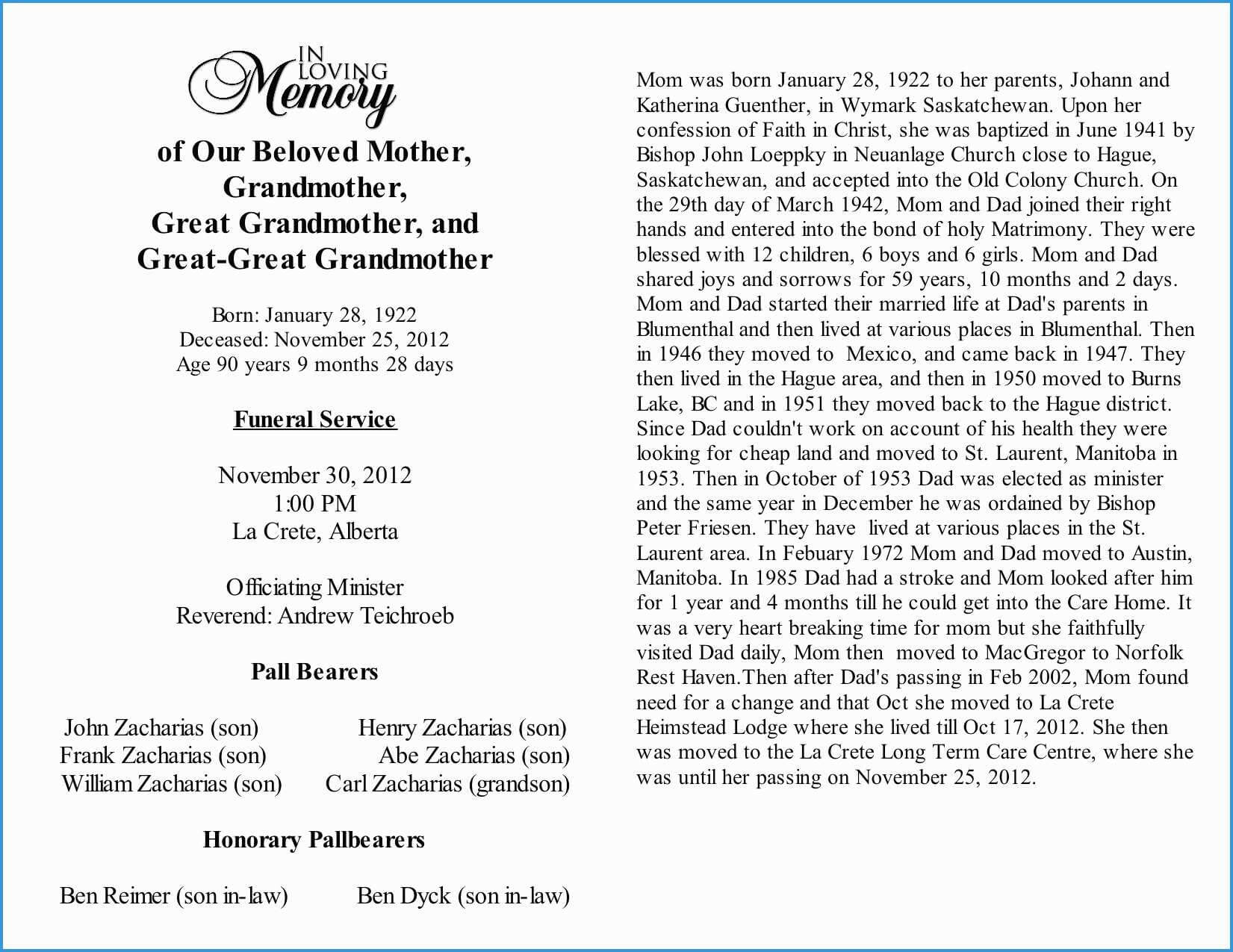 12 Obituary Template For Microsoft Word | Proposal Letter With Regard To Free Obituary Template For Microsoft Word