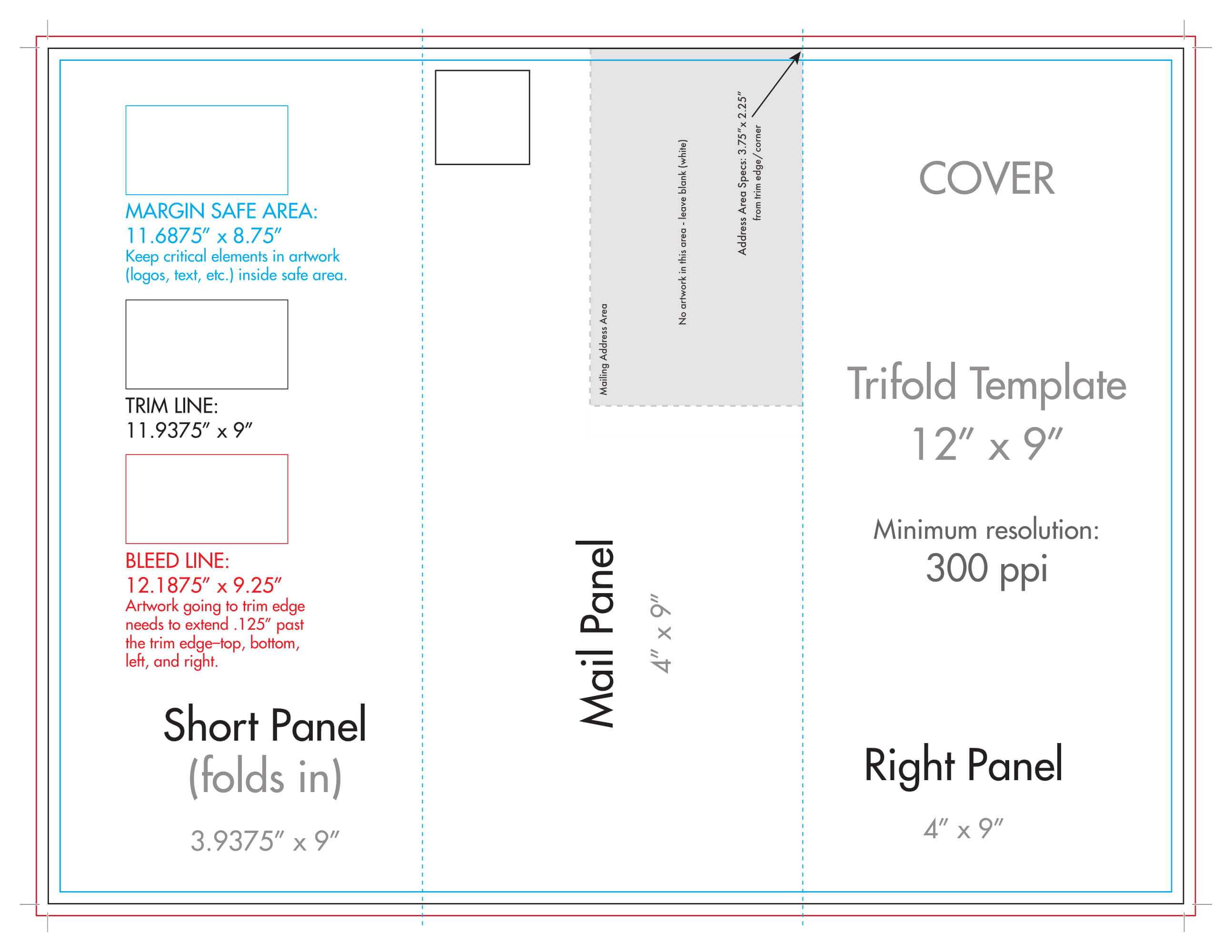 12" X 9" Rack Brochure Template (Tri Fold) – U.s. Press Throughout 4 Panel Brochure Template