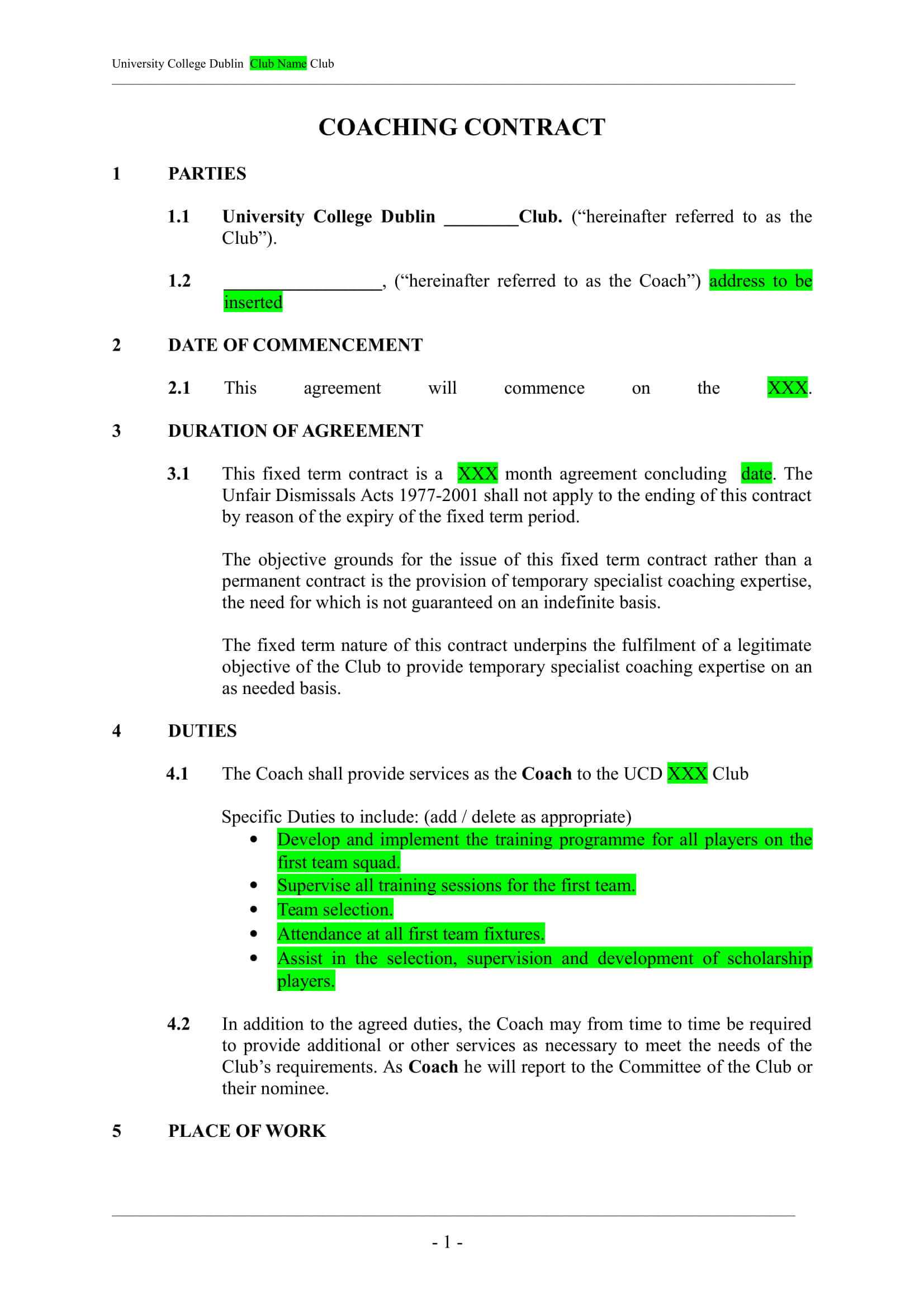 13+ Sports Coach Contract Example Templates – Docs, Word Throughout Coaches Report Template