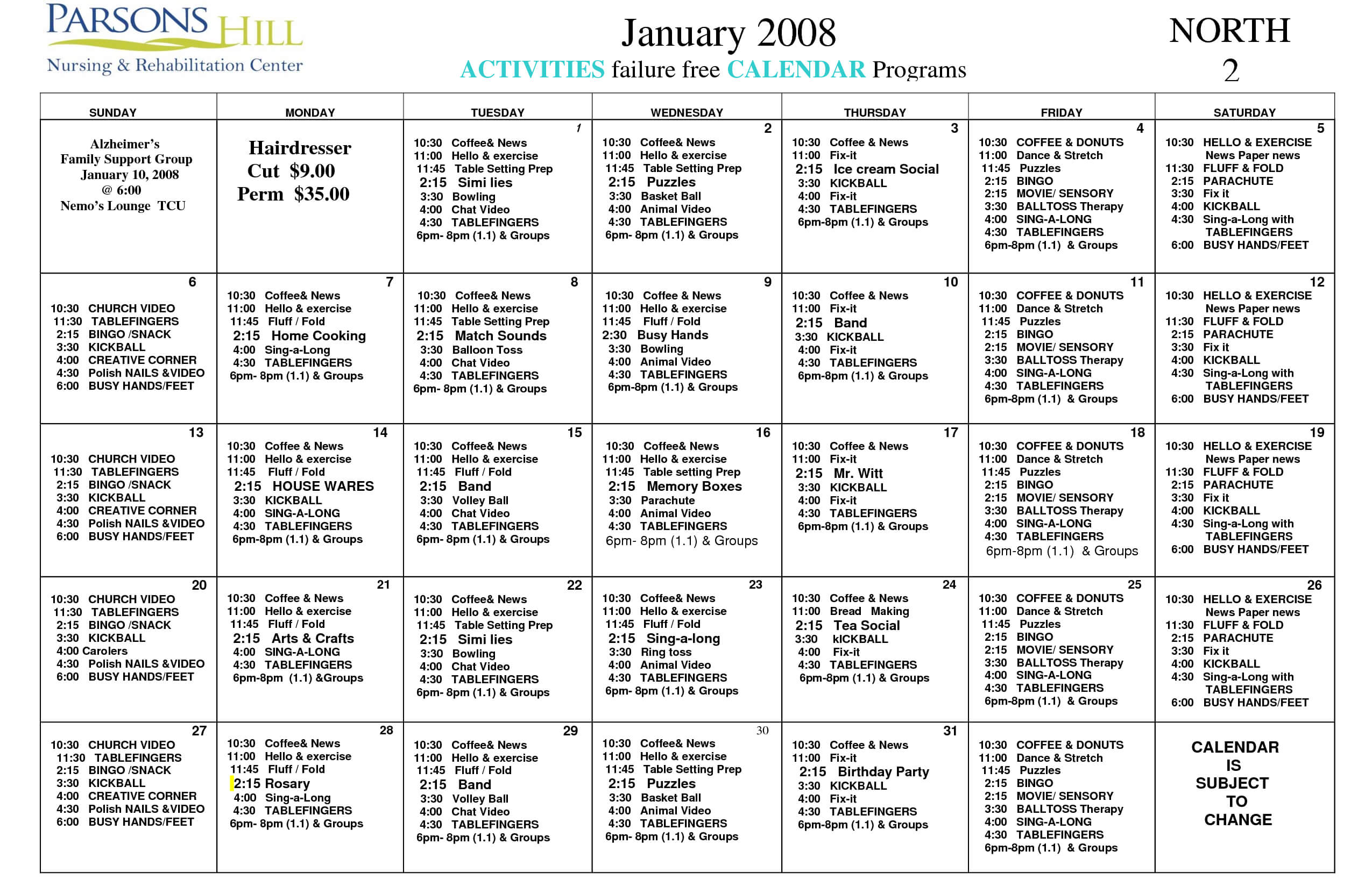 14 Blank Activity Calendar Template Images Printable Green Throughout Blank Activity Calendar Template
