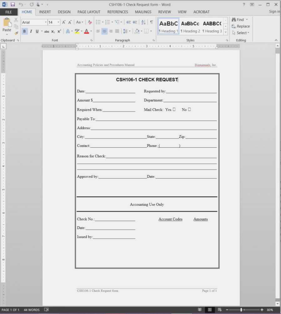 14 Ideas To Organize Your Own | The Invoice And Resume Template Within Check Request Template Word